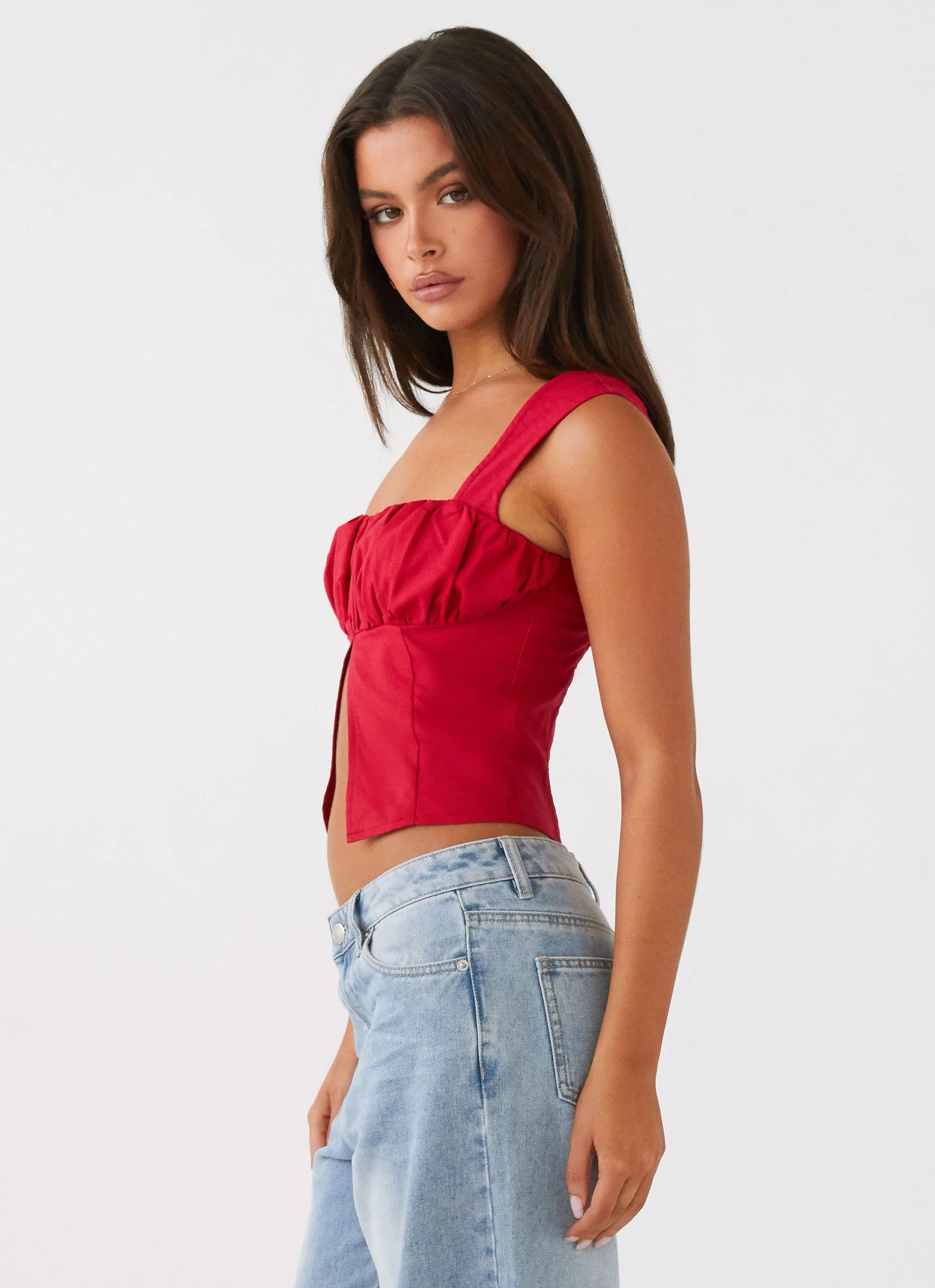 A Poet's Notes Linen Top - Red - Image 3