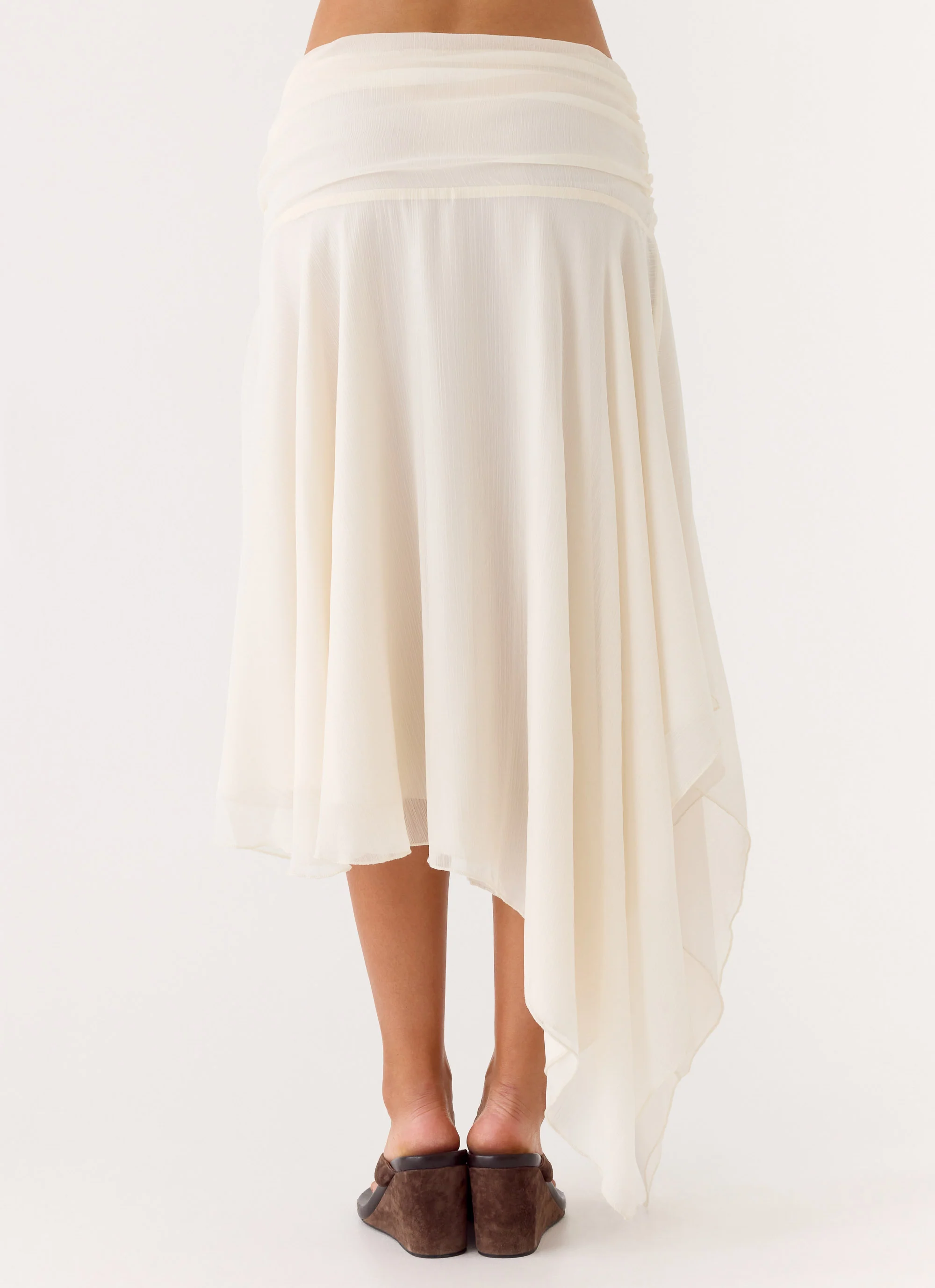 Abeda Asymmetrical Midi Skirt - Ivory - Image 3