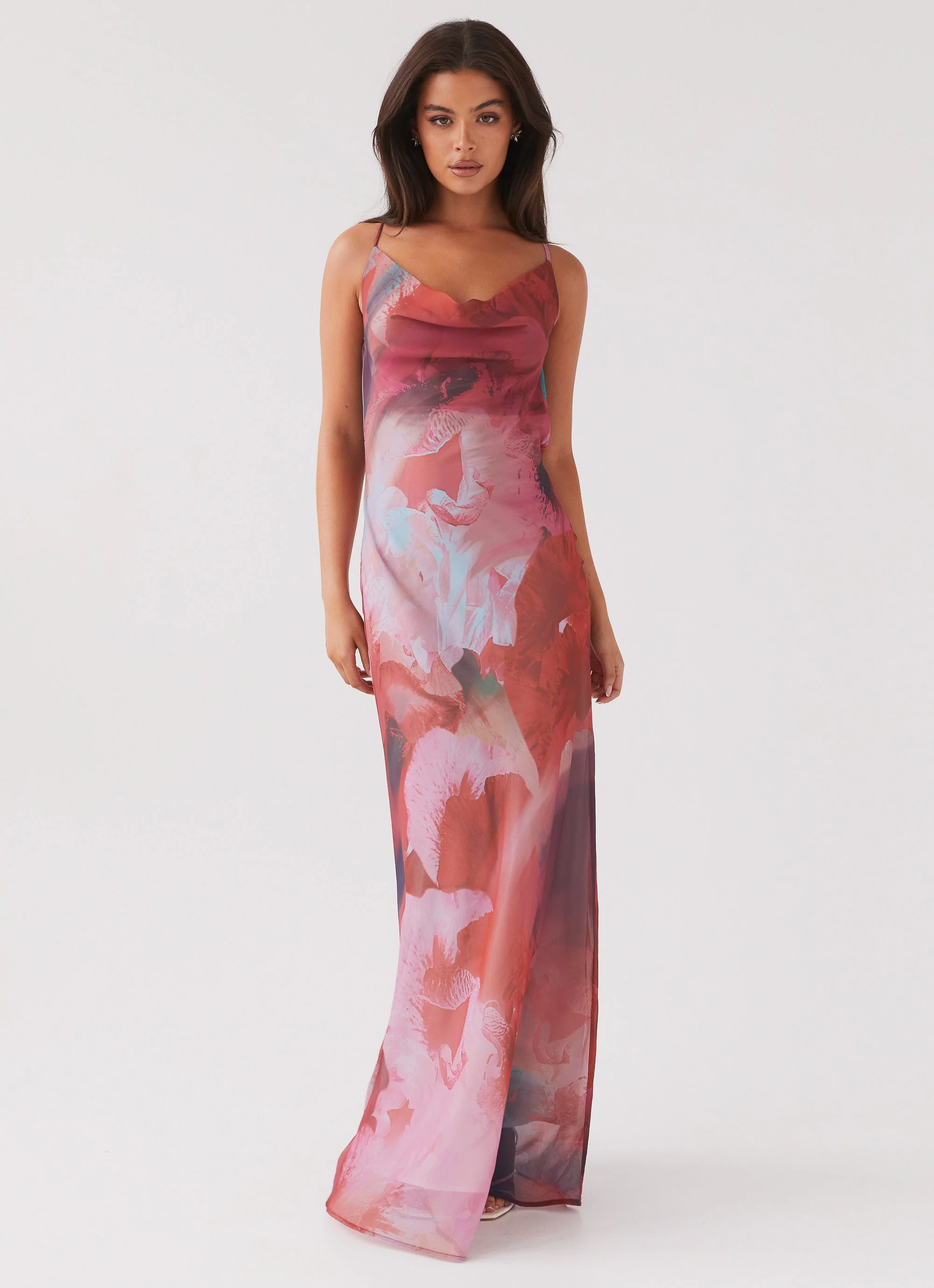 Abigail Cowl Maxi Dress - Scarlet Burst - Image 4