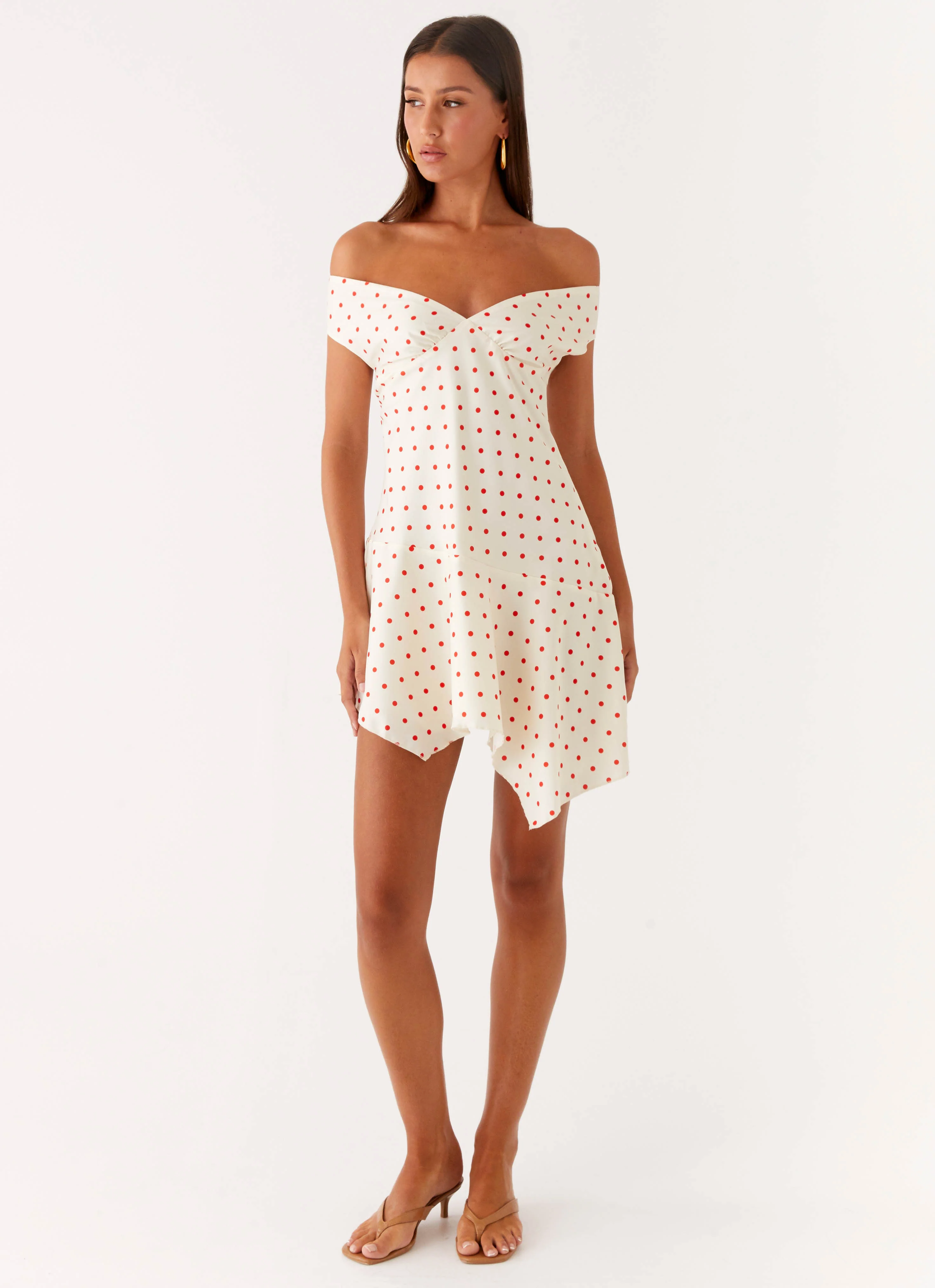 Alma Mini Dress - White Red Polka Dot - Image 4