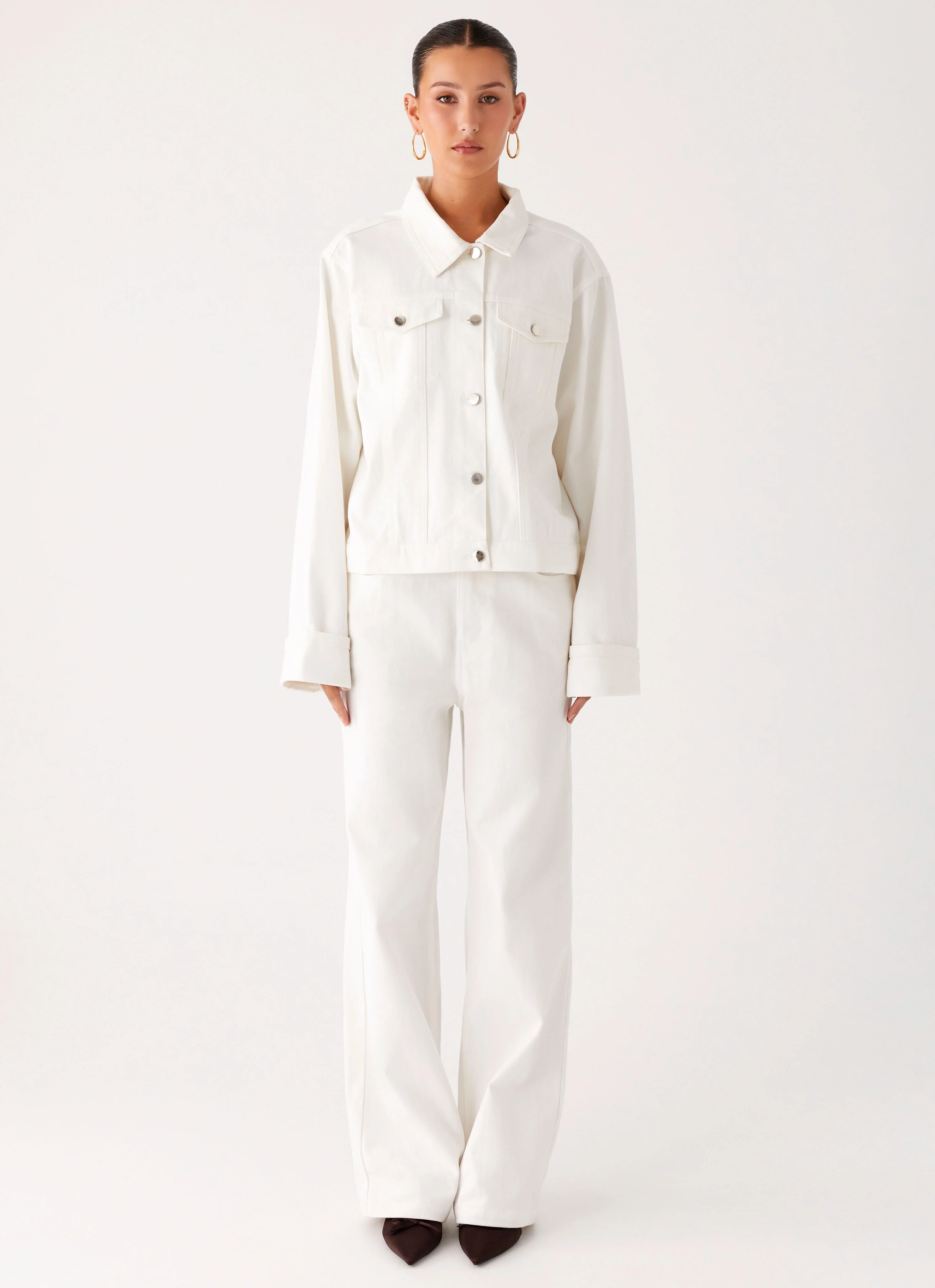 Back Again Oversized Denim Jacket - White - Image 2