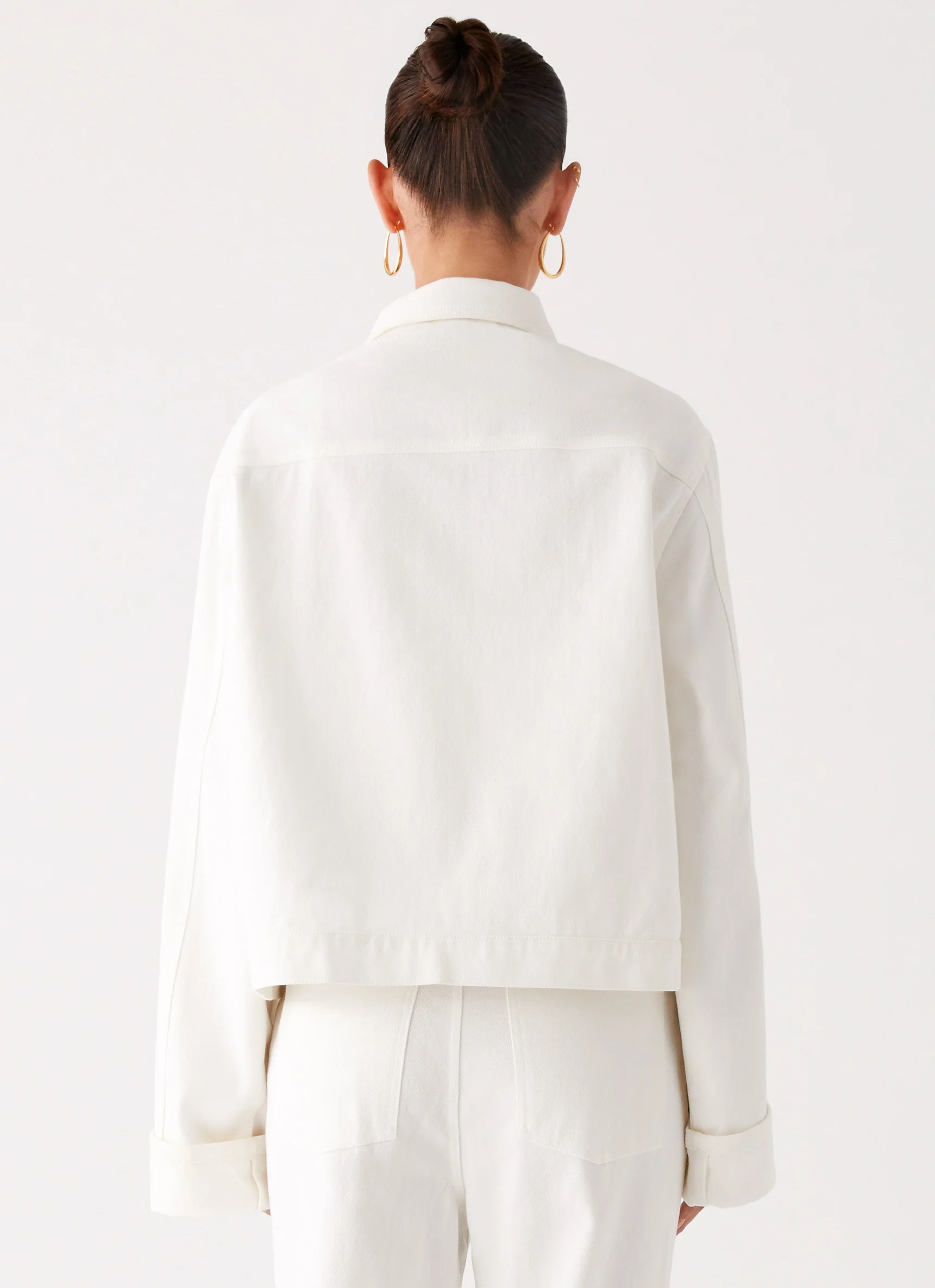 Back Again Oversized Denim Jacket - White - Image 4