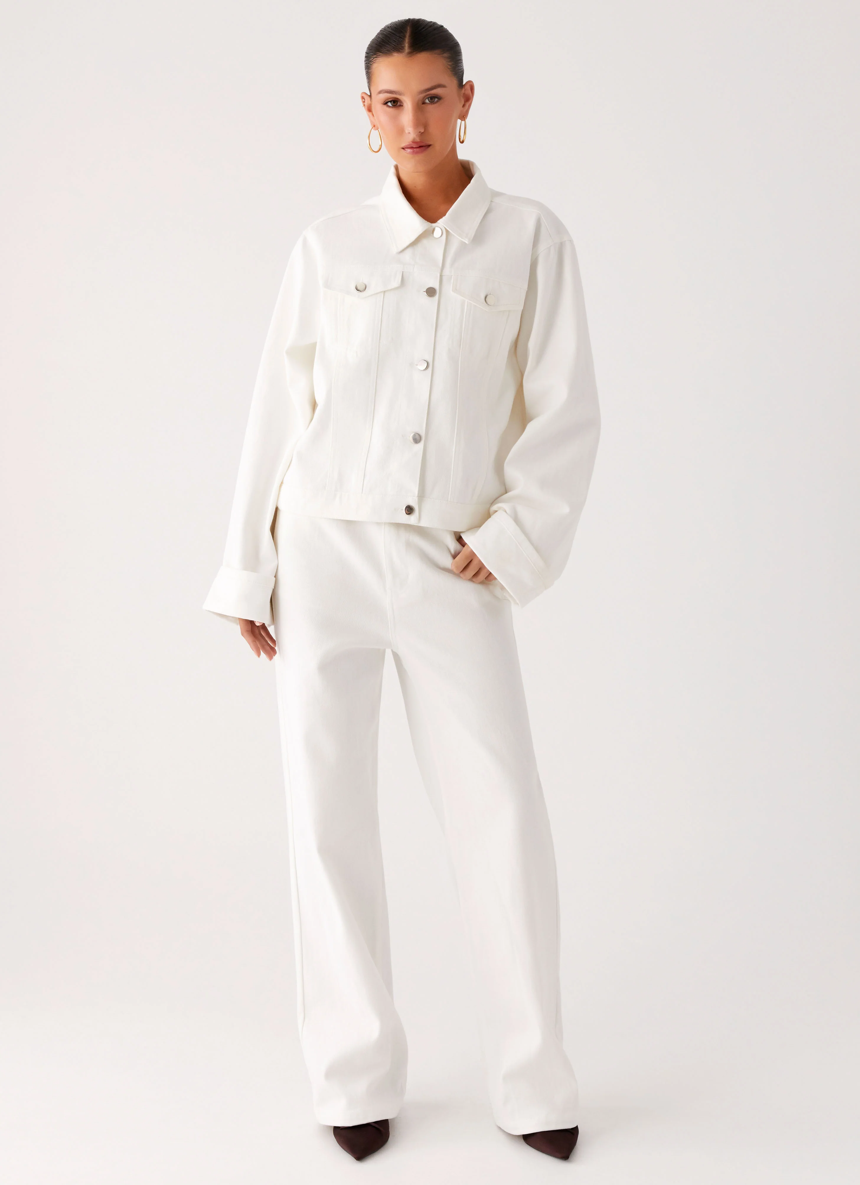 Back Again Oversized Denim Jacket - White - Image 6