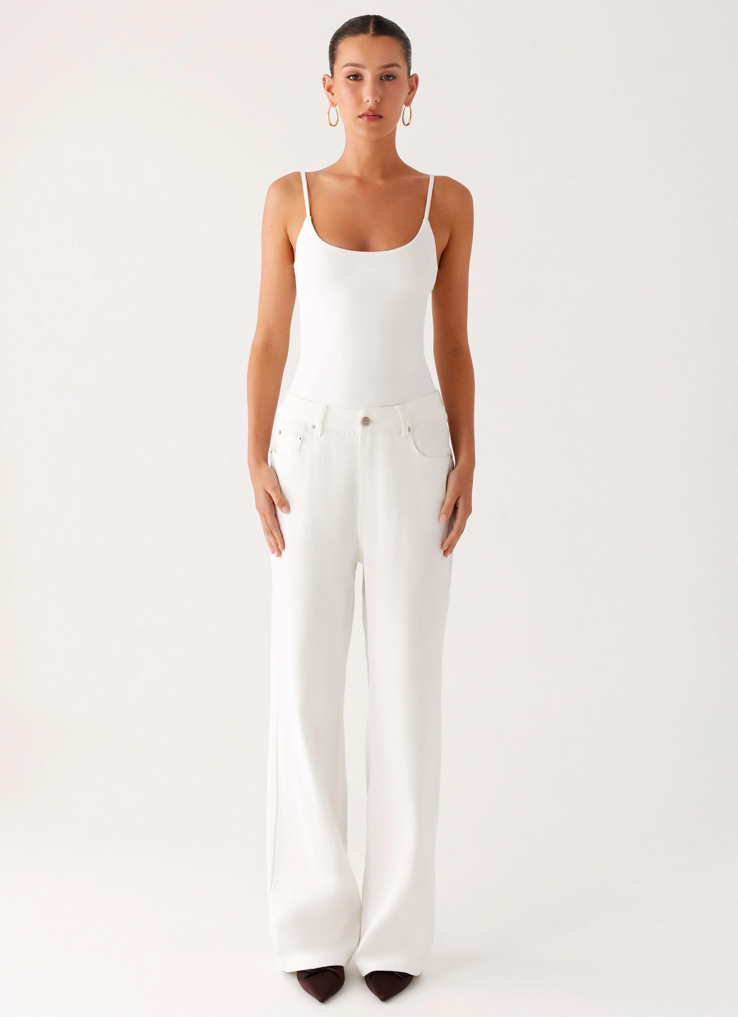 Back Again Straight Leg Denim Jeans - White - Image 2