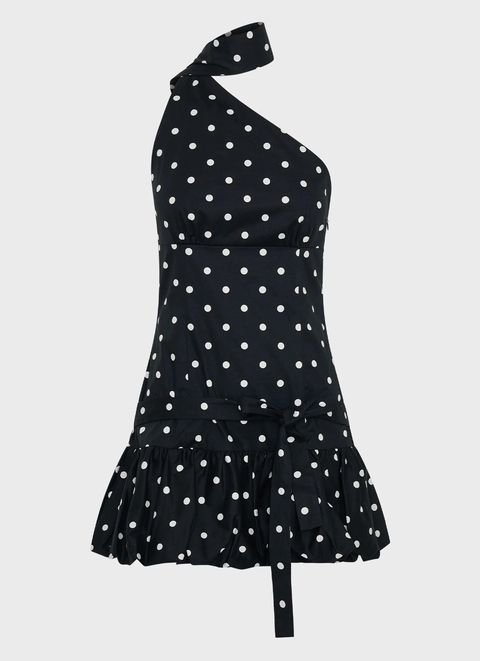 Belina Scarf Mini Dress - Black Polkadot - Image 6