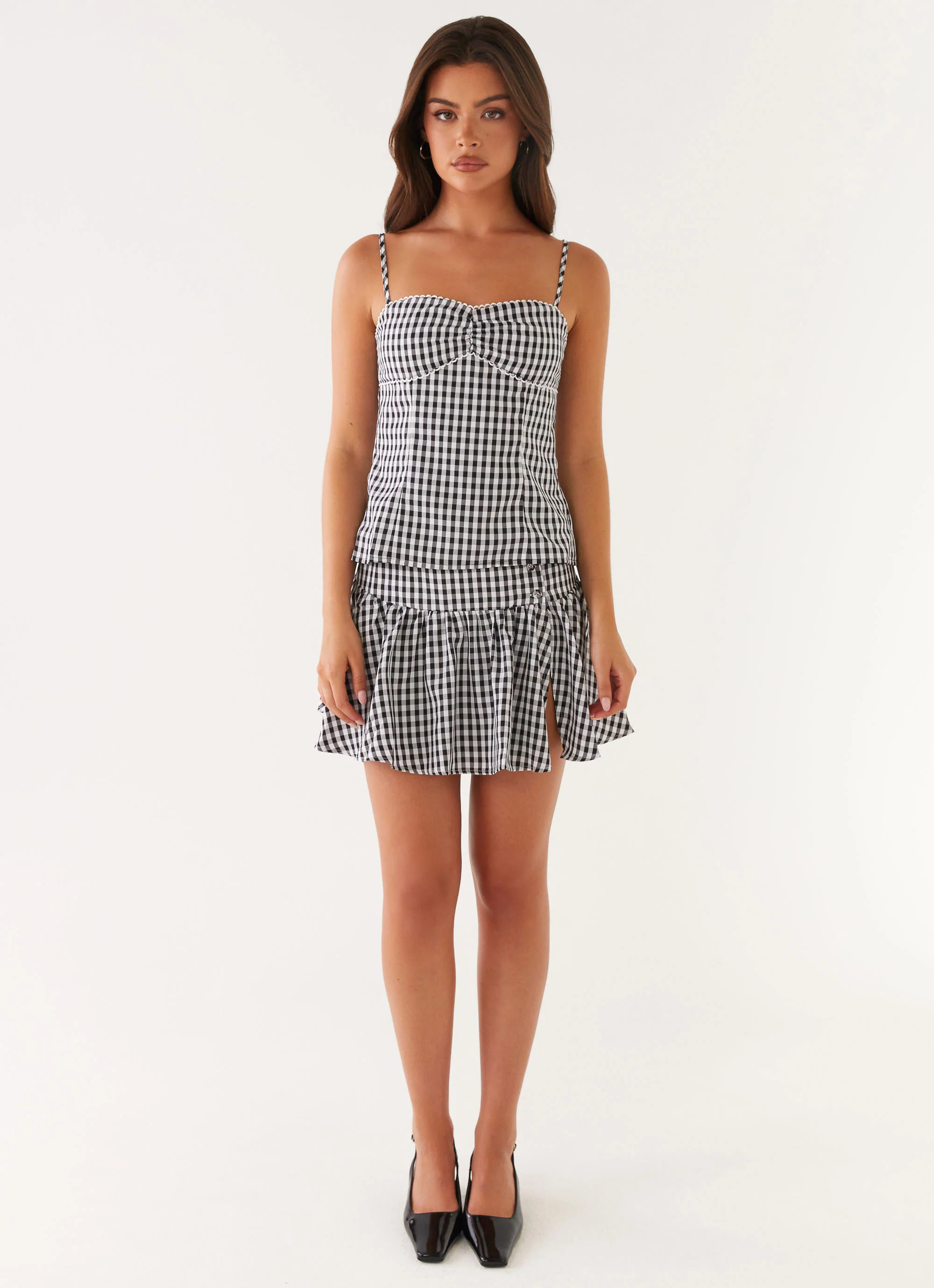 Bellamy Mini Skirt - Black Gingham - Image 2
