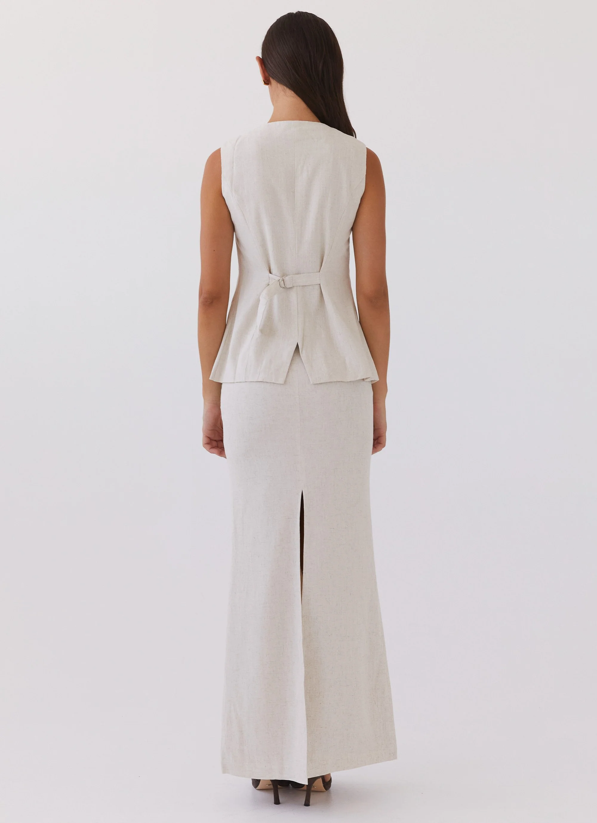 Born For Bordeaux Linen Midi Skirt - Oatmeal - Image 4