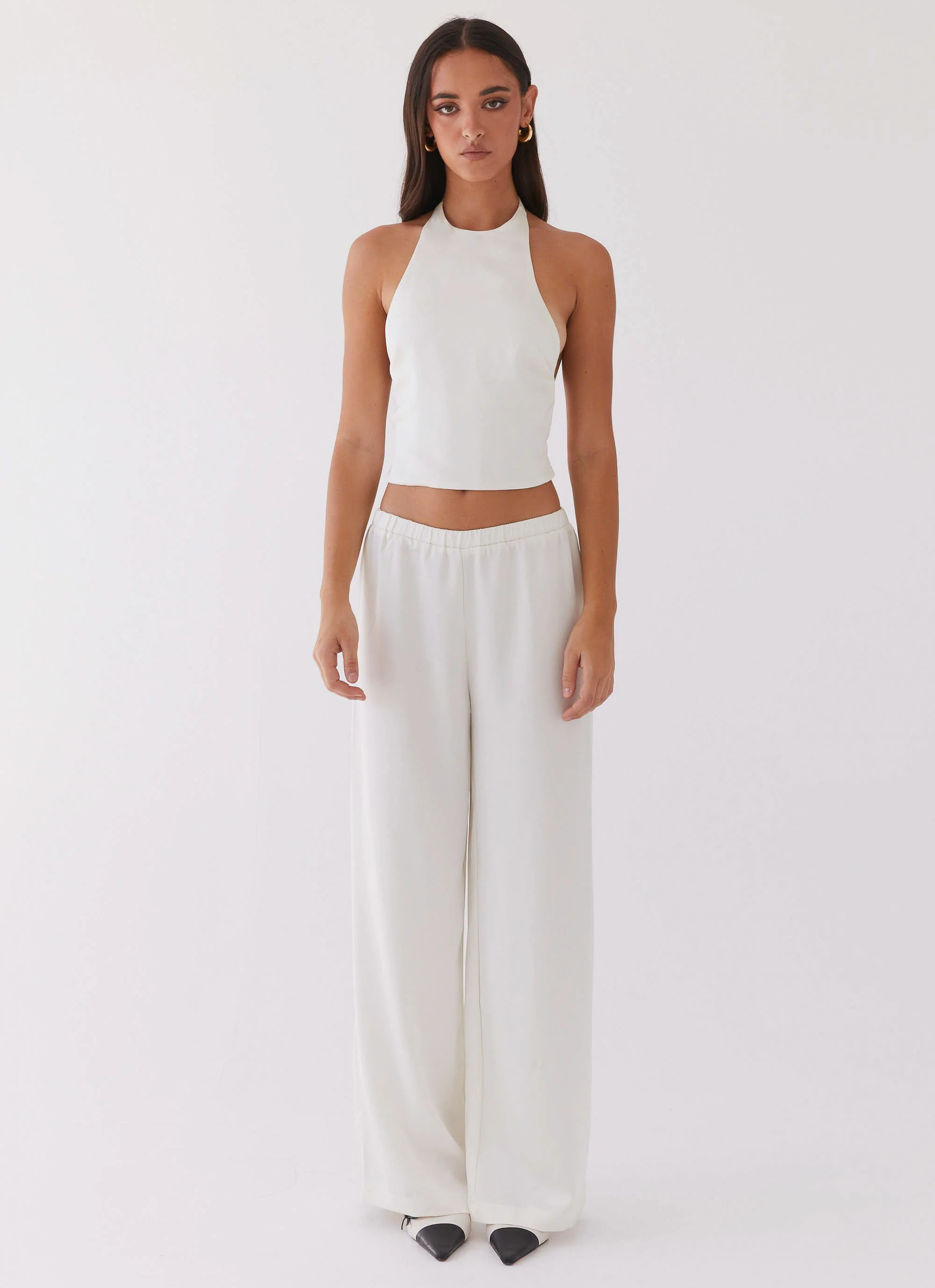 Bree Satin Halterneck Top - Pearl - Image 2
