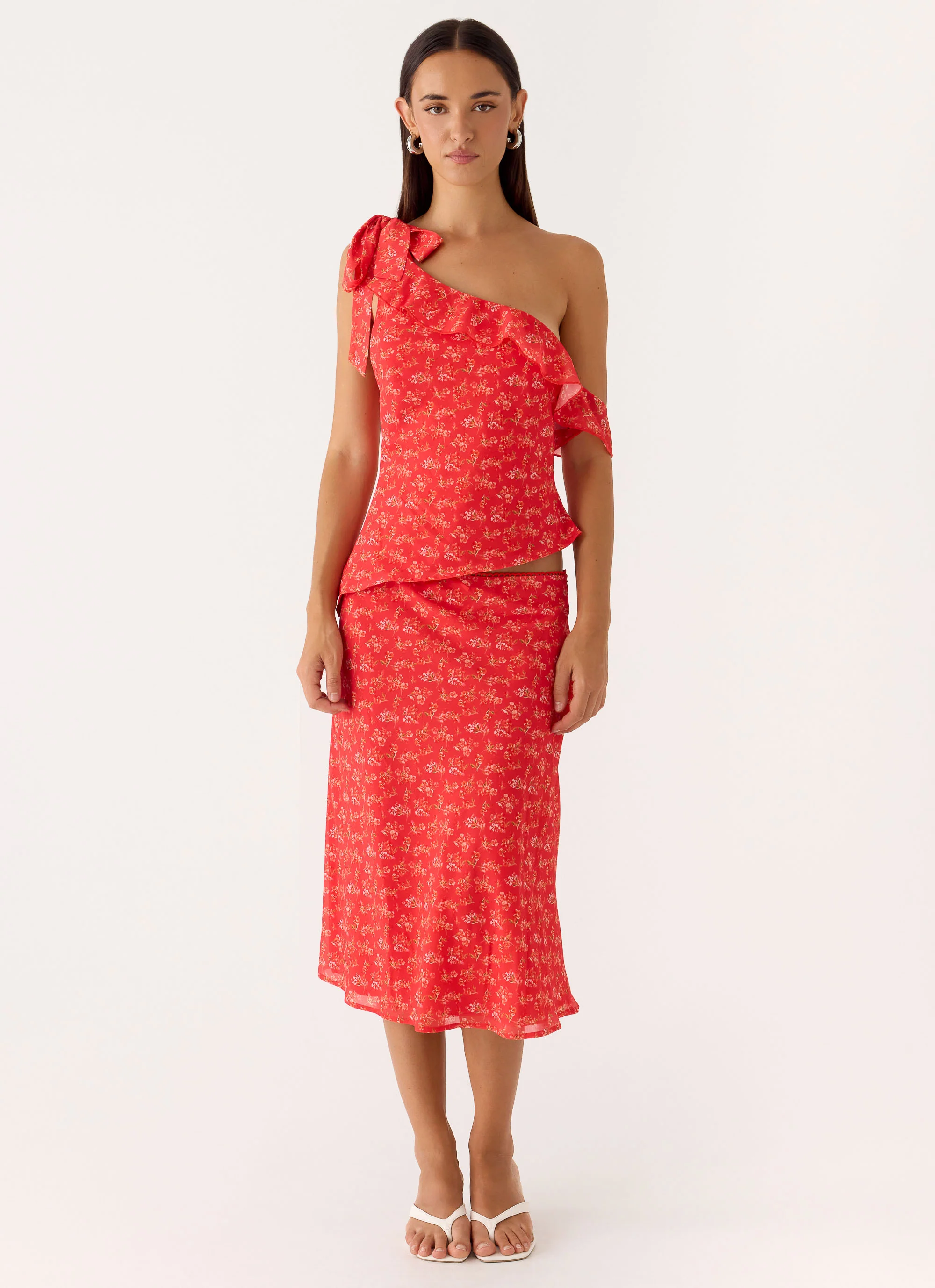 Calia Midi Skirt - Magenta Red Rose - Image 2