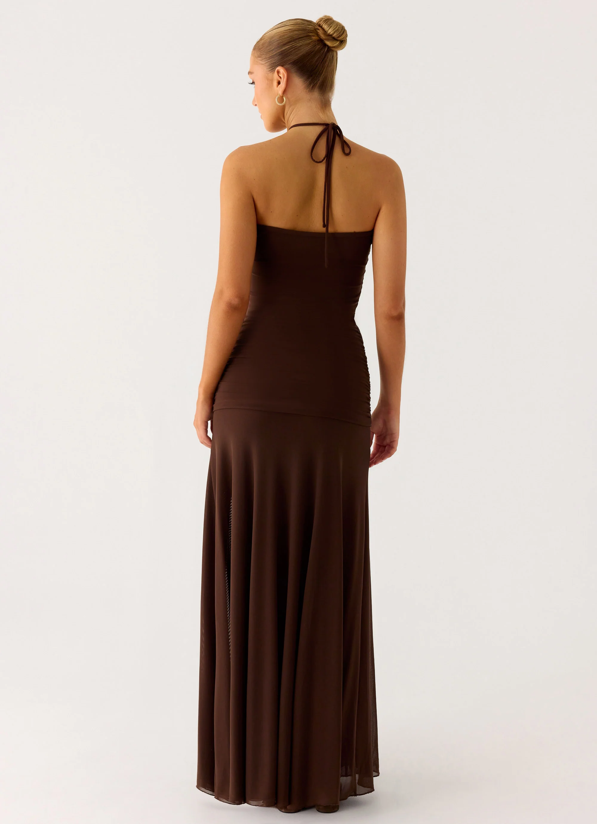 Callie Ruched Maxi Dress - Chocolate - Image 4