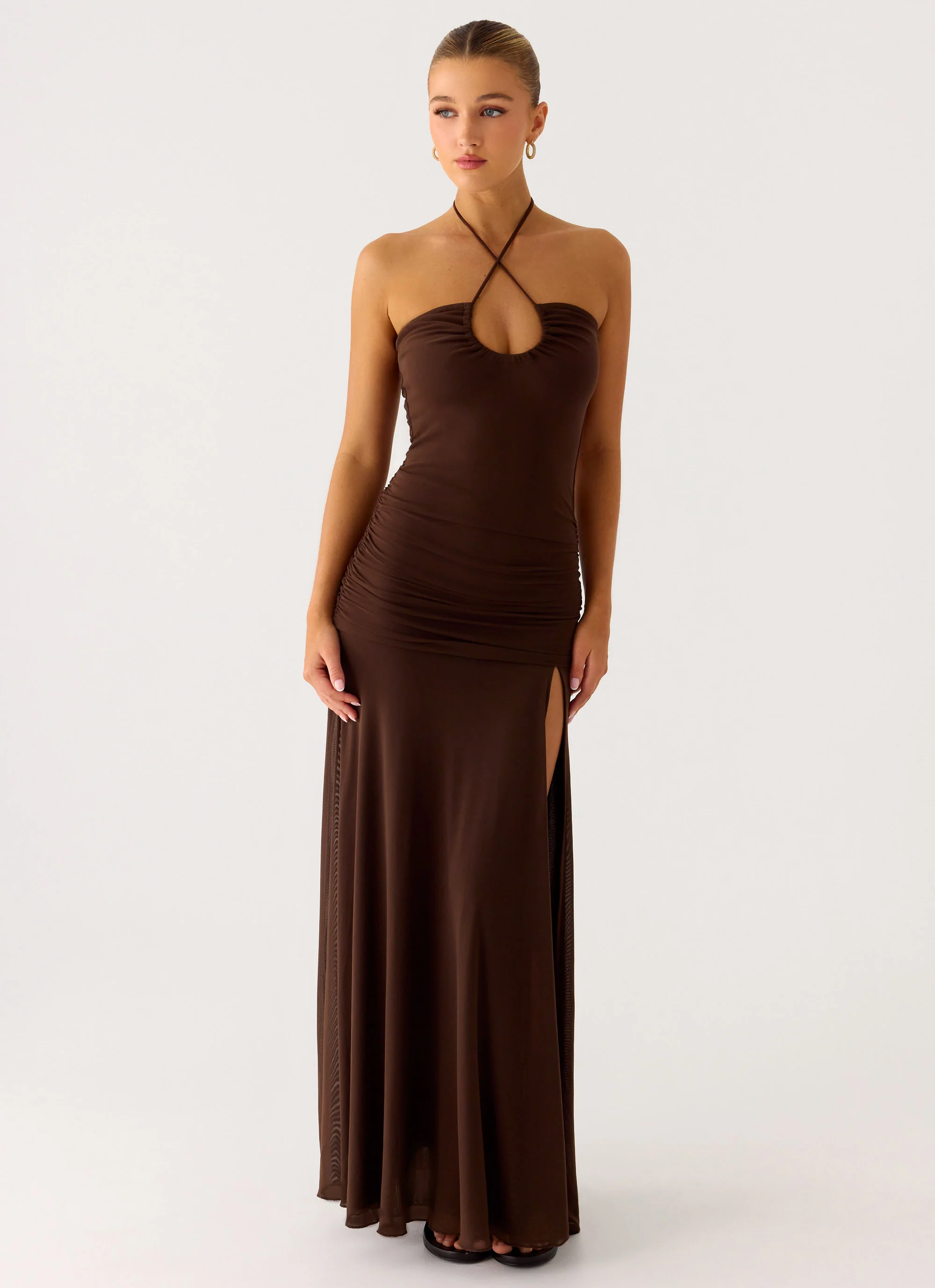Callie Ruched Maxi Dress - Chocolate - Image 5