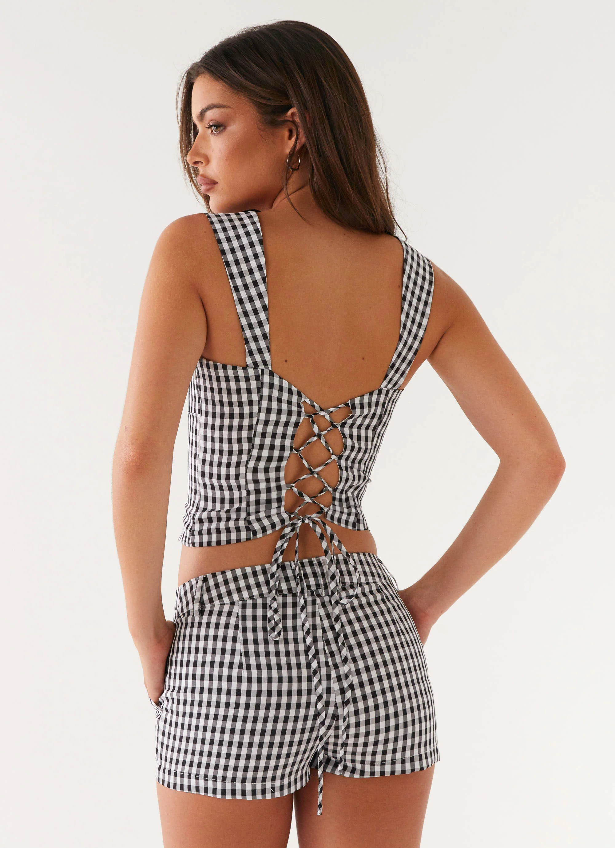 Clayton Tailored Shorts - Black Gingham - Image 5