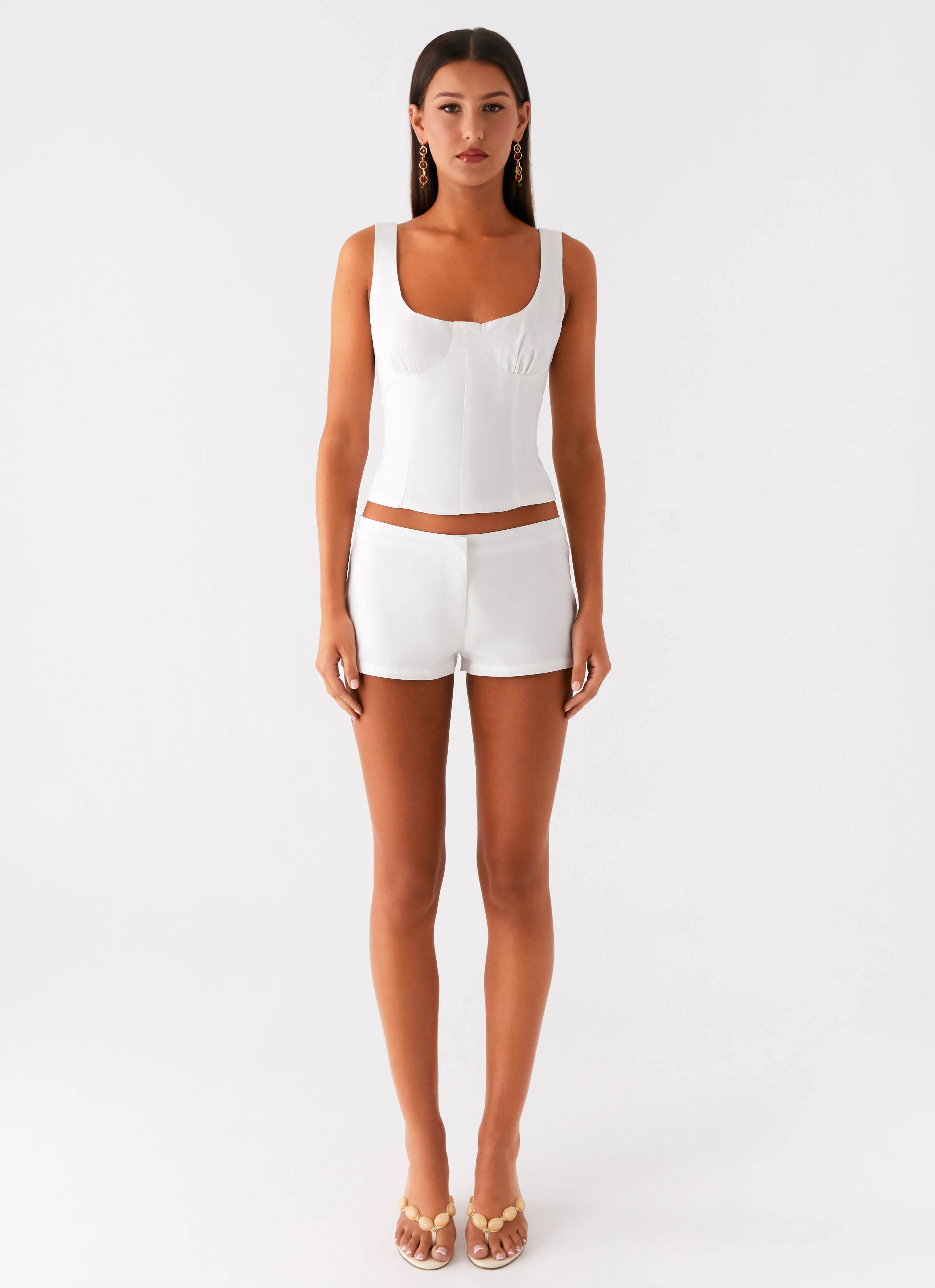 Coastline Cotton Micro Mini Shorts - White - Image 2