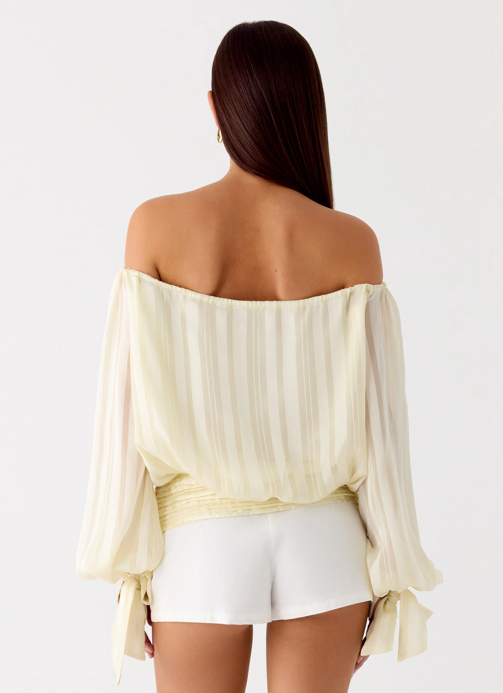 Coconut Kiss Off Shoulder Long Sleeve Top - Yellow - Image 3