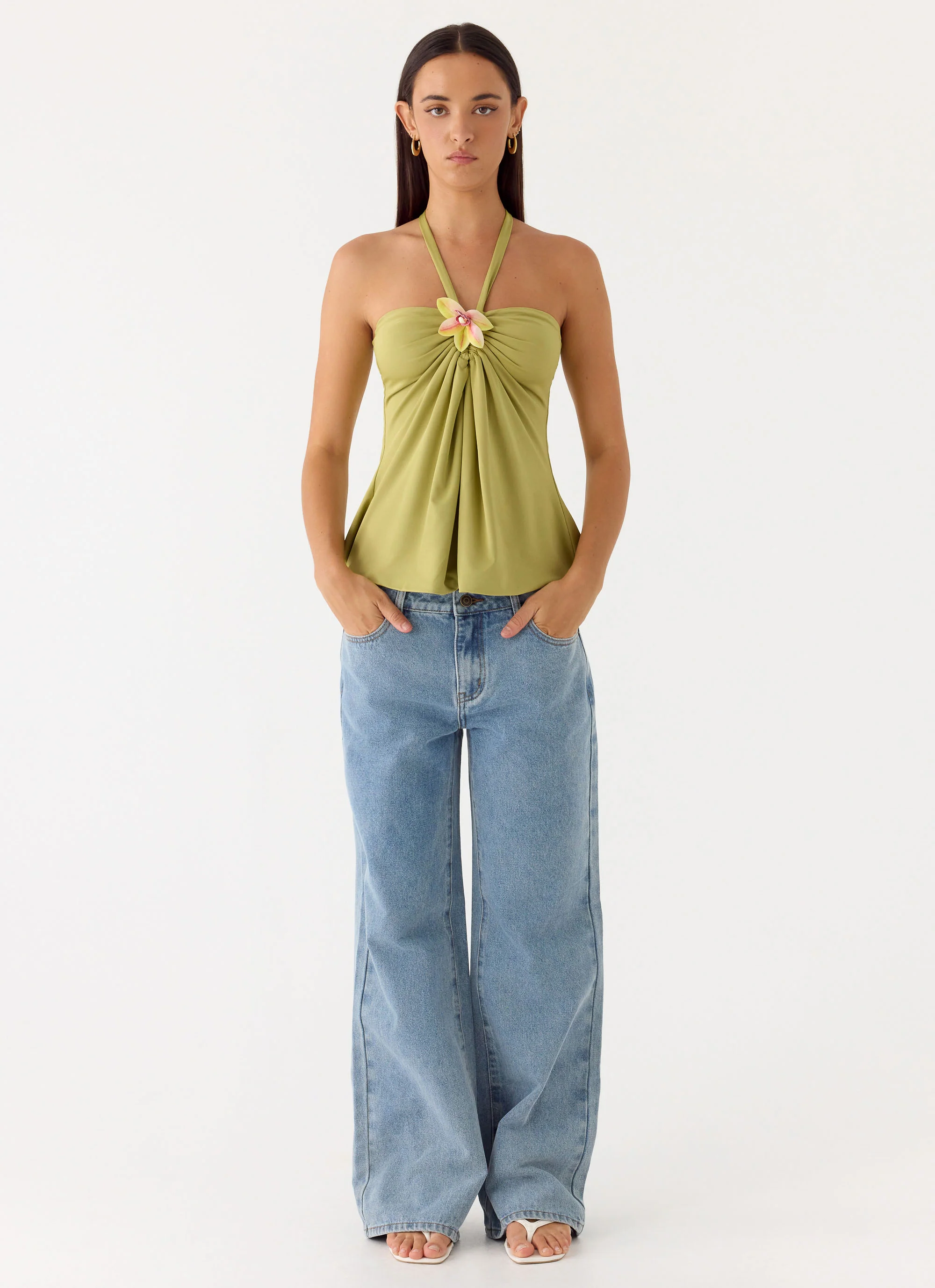 Corah Halter Top - Green Olive - Image 4