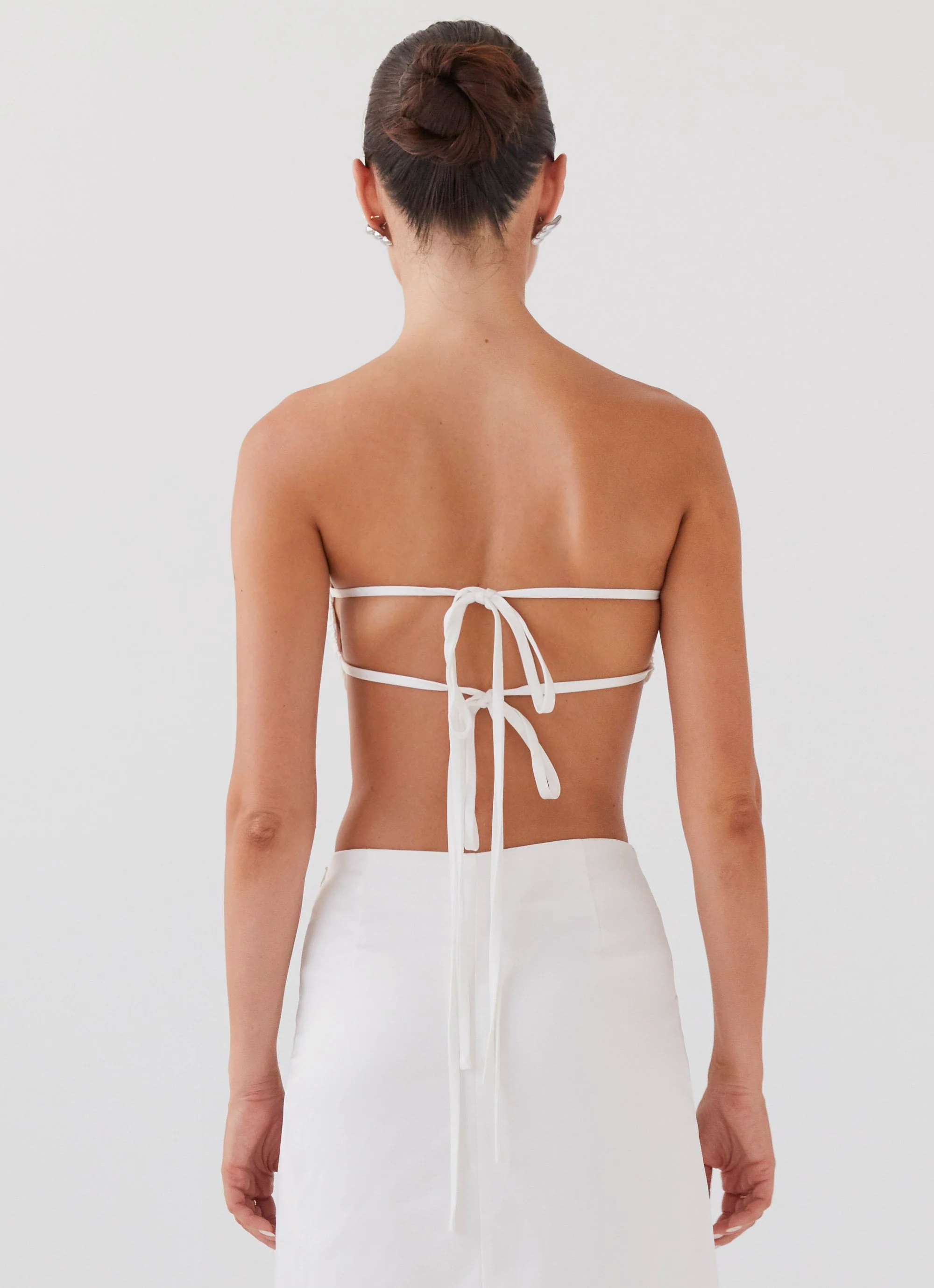 Crescent Light Rose Bandeau Top - Ivory - Image 3