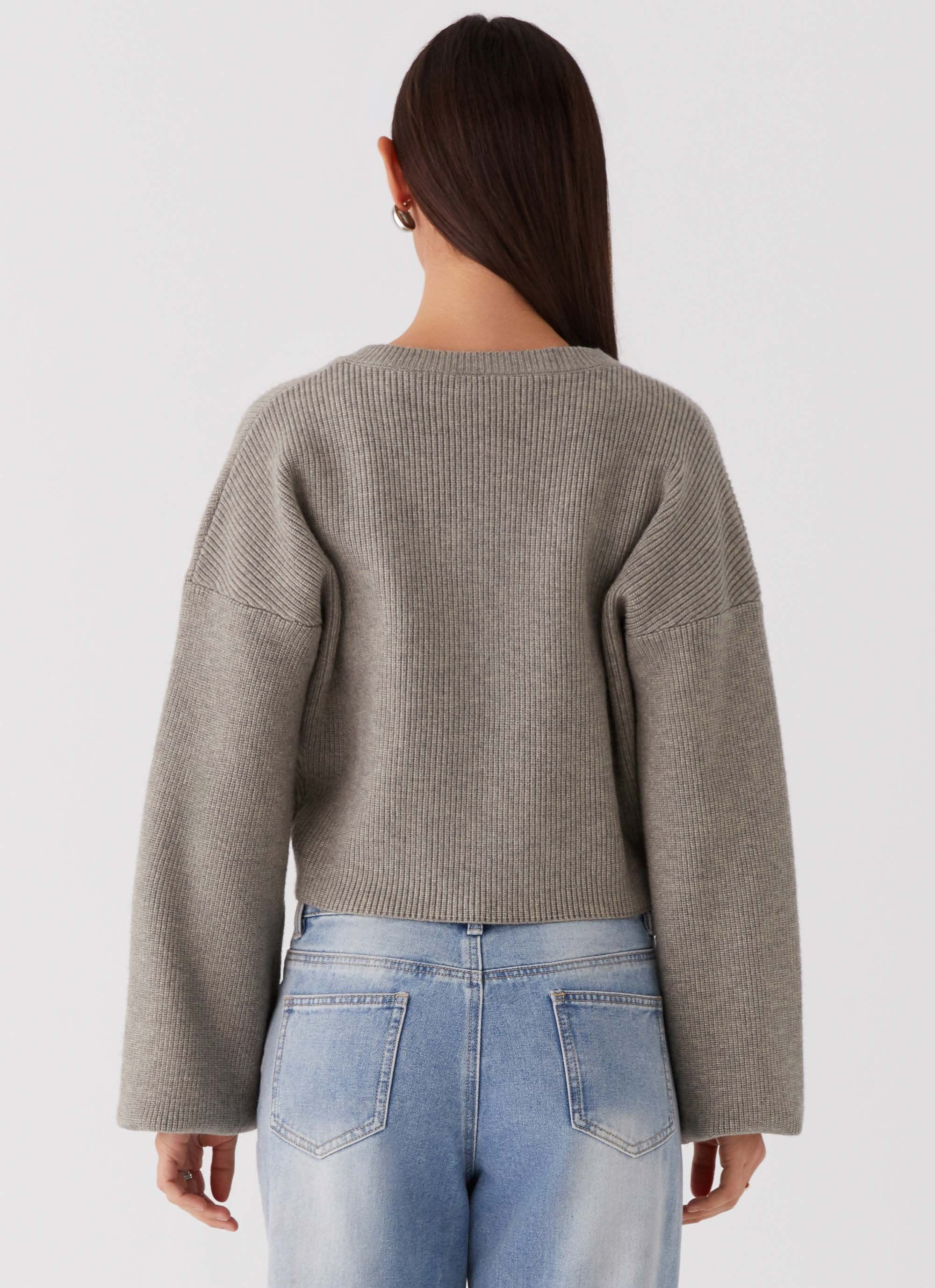 Daphne Knit Cardigan - Light Grey - Image 5