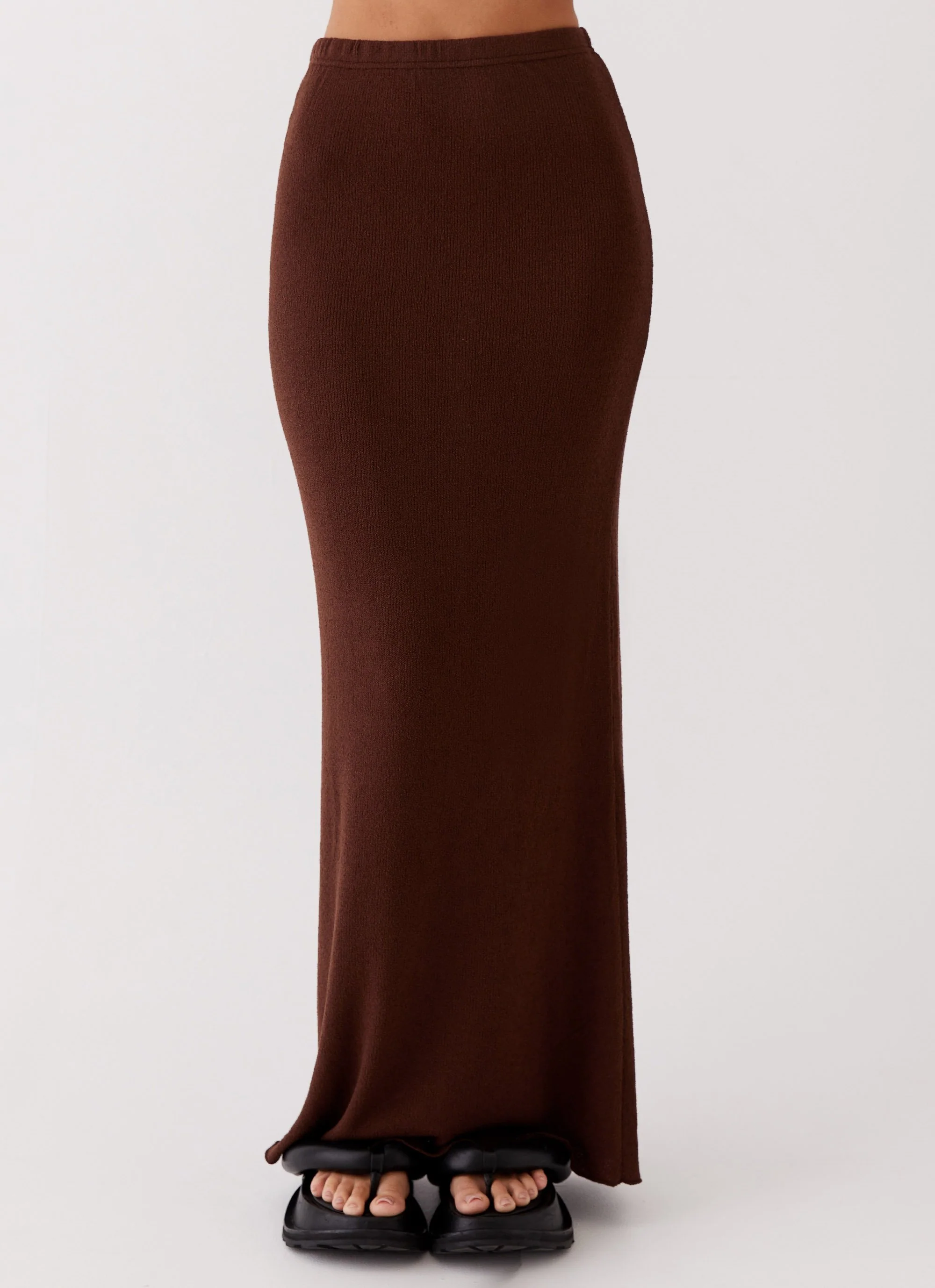 Delicate Lady Knit Maxi Skirt - Chocolate - Image 5