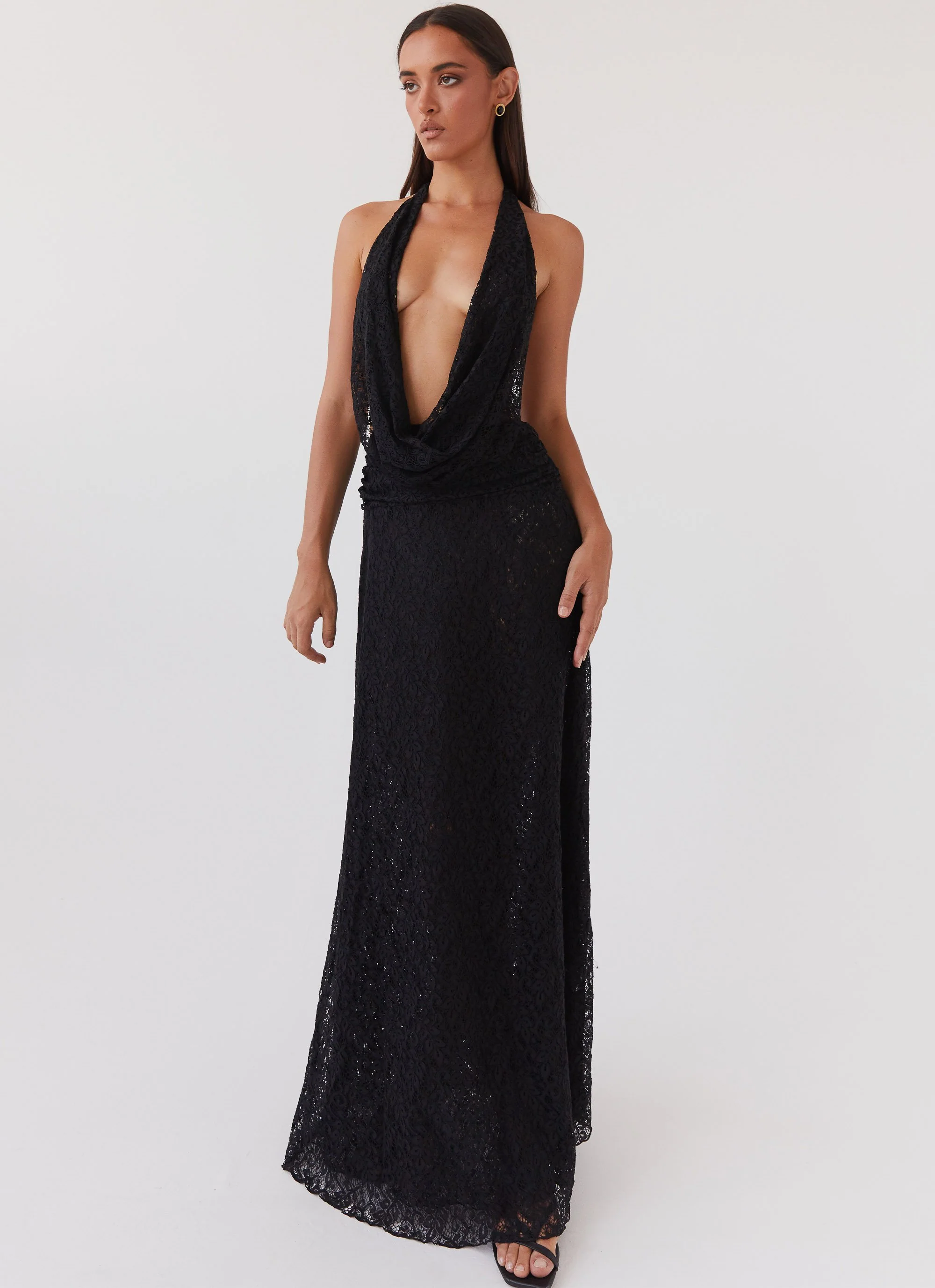Elysia Lace Maxi Dress - Black - Image 6