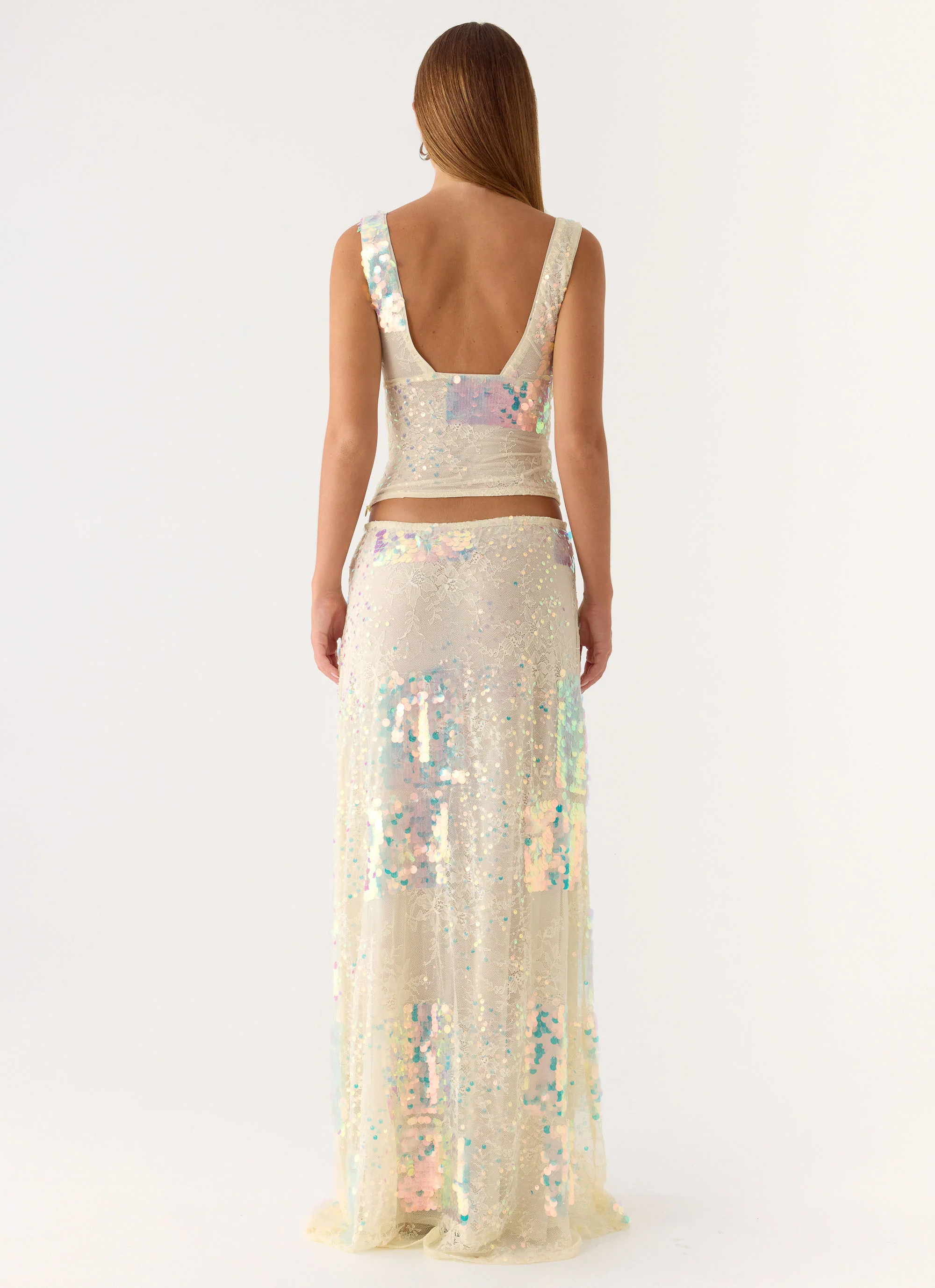 Erinah Sequin Maxi Skirt - Yellow - Image 4