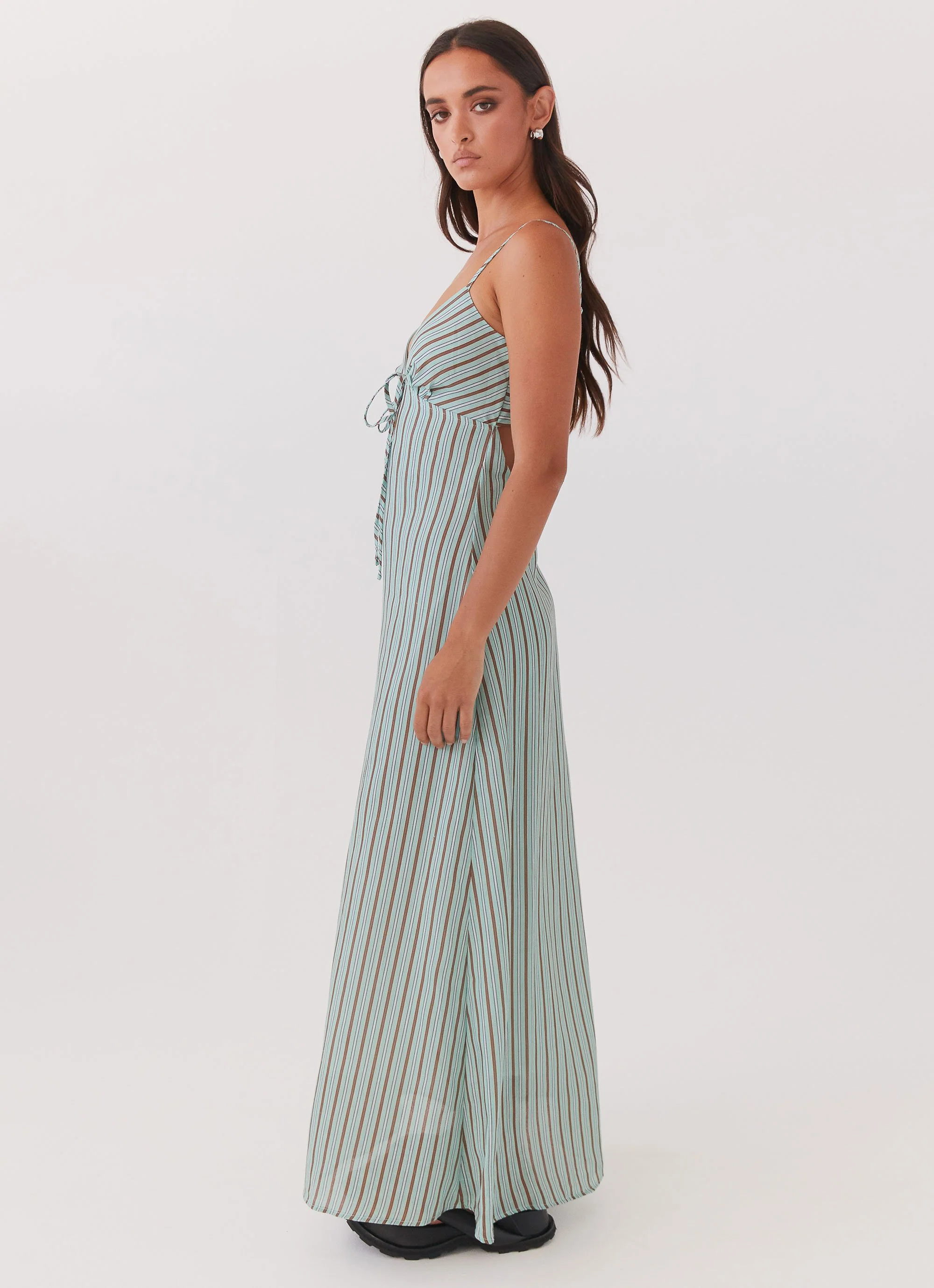 Flora Linen Maxi Dress - Coastal Stripe - Image 4