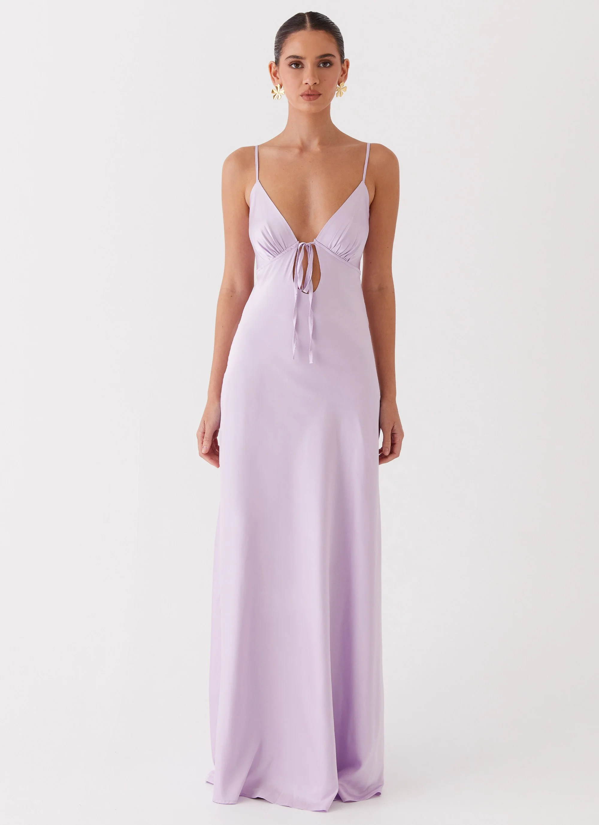 Flora Satin Maxi Dress - Lilac - Image 3