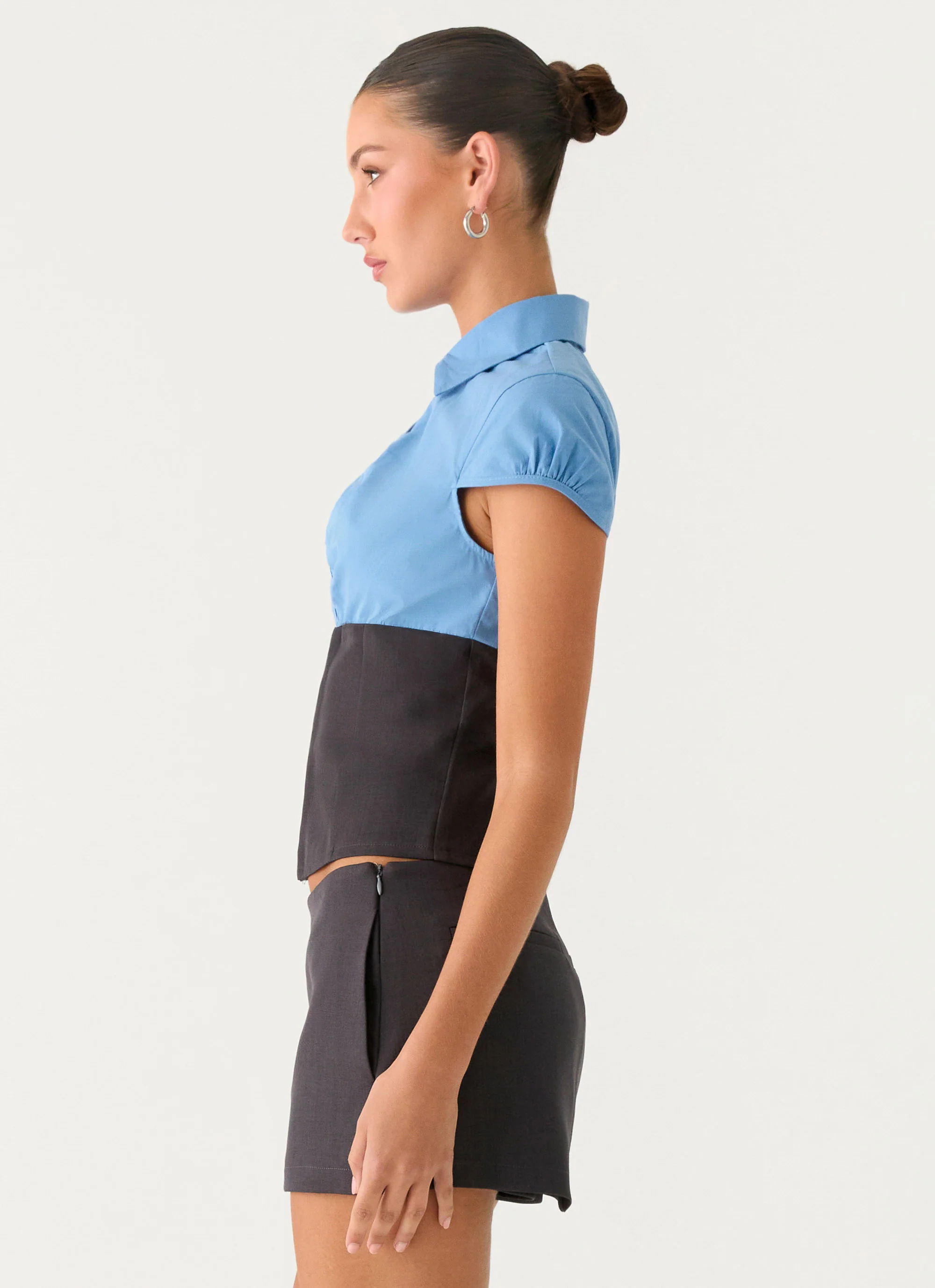 Harlee Poplin Suiting Top - Charcoal - Image 3