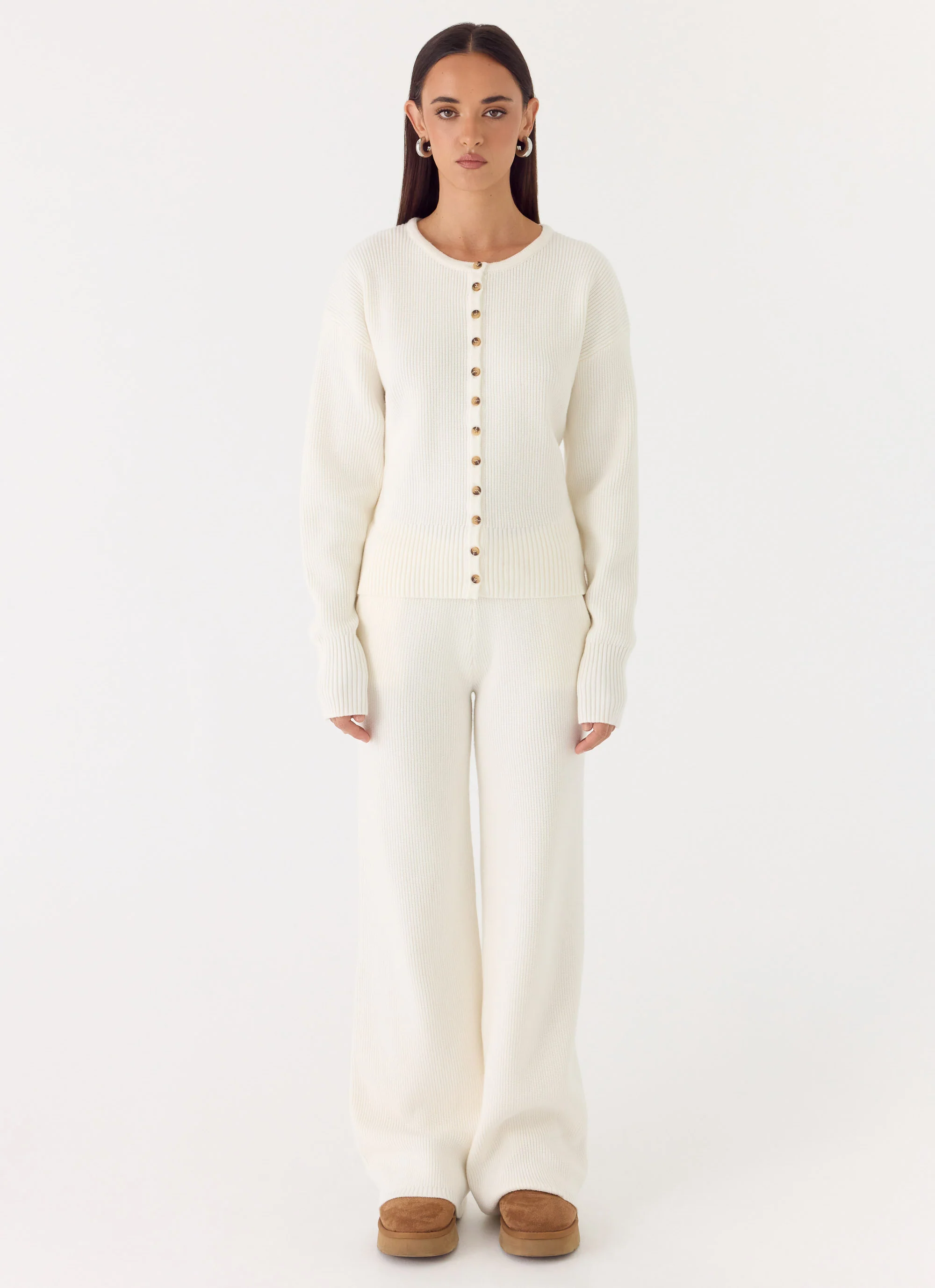 Harrison Cinched Knit Cardigan - Ivory - Image 5