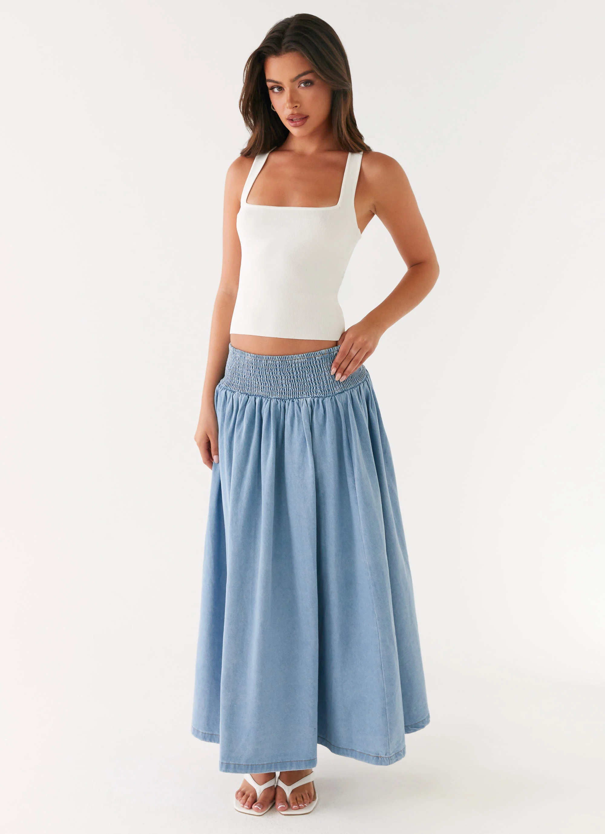 Heater Midi Skirt - Washed Blue - Image 5