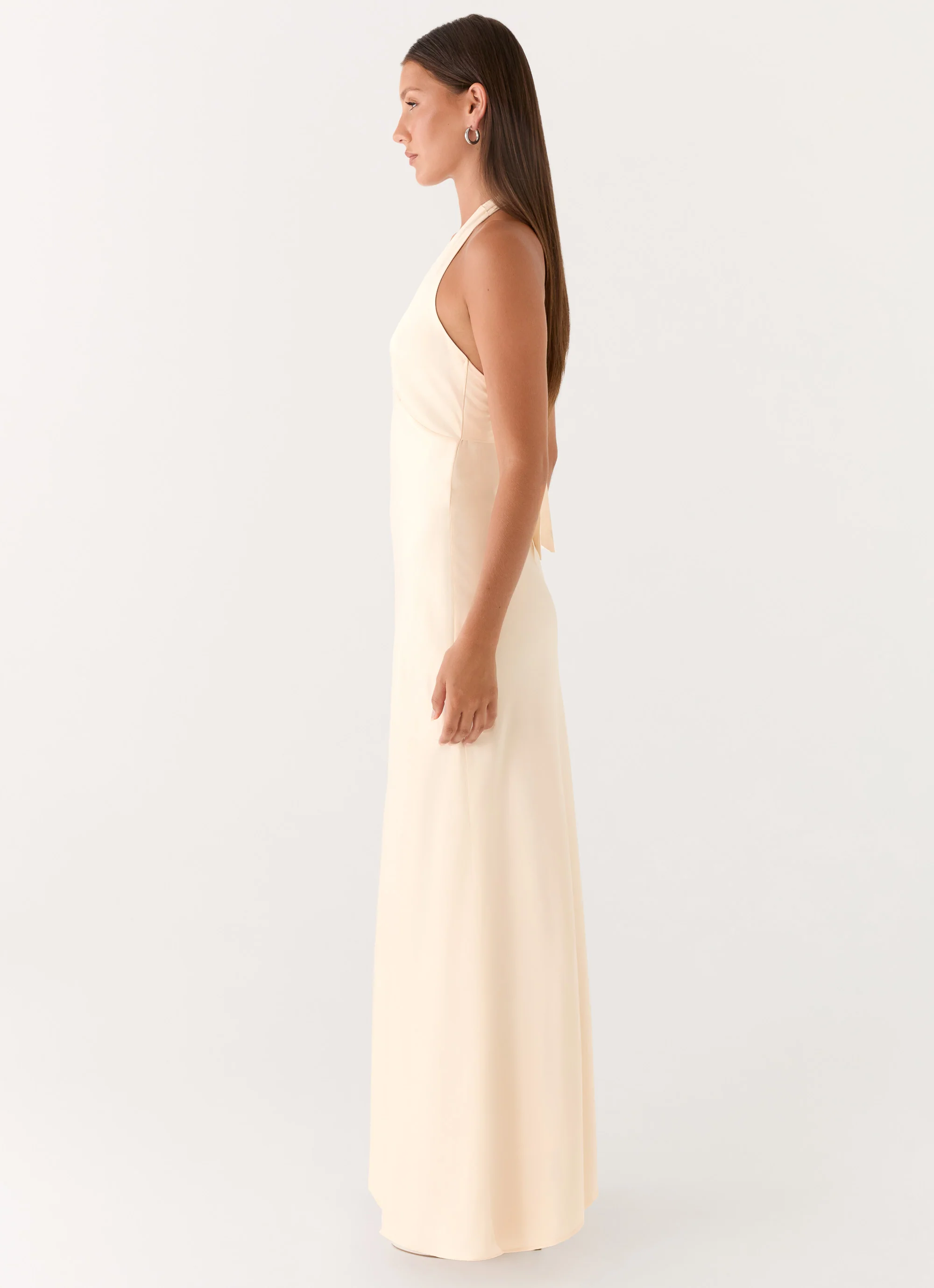 Heavy Hearted Satin Maxi Dress - Pearl - Image 4
