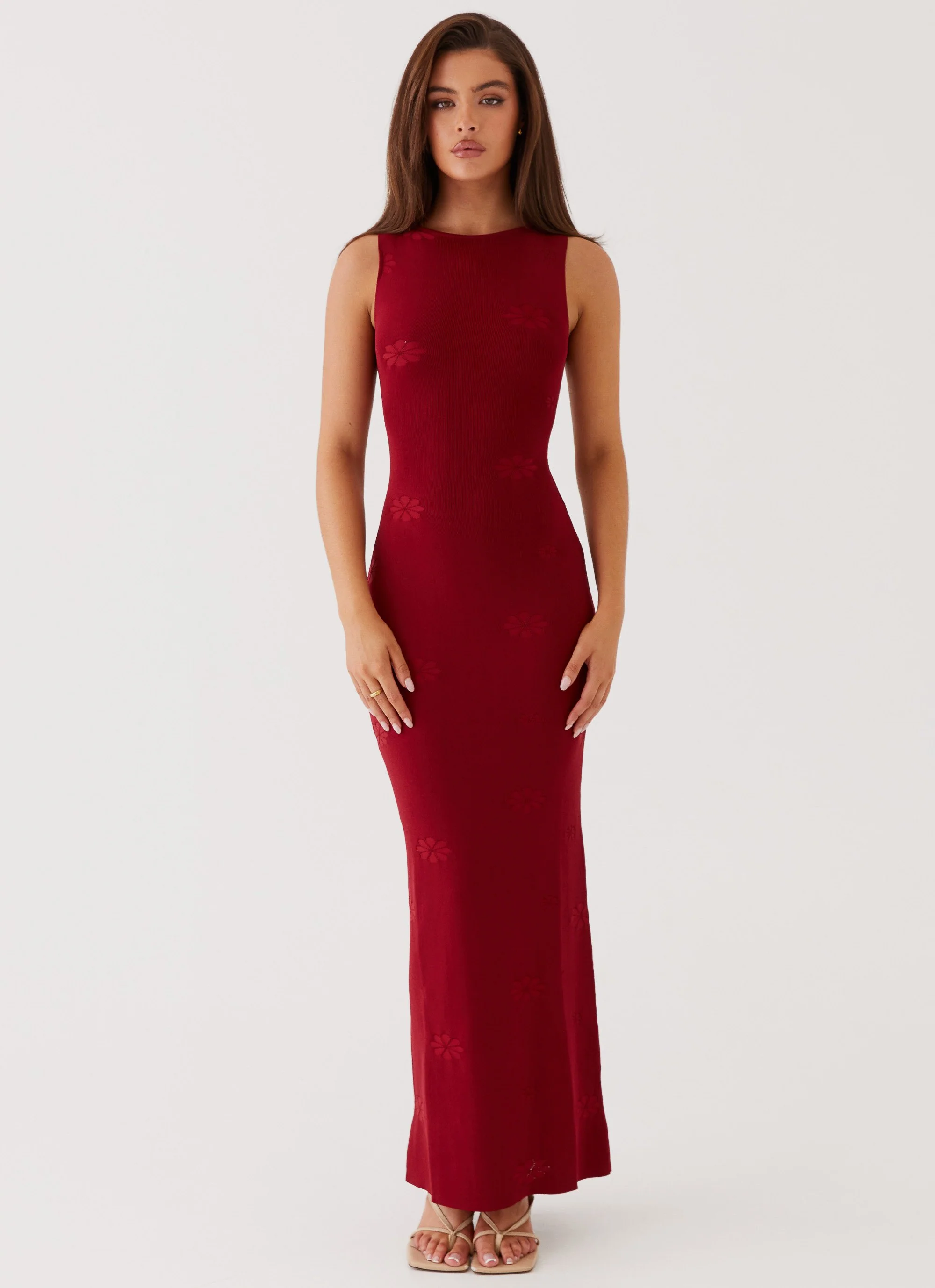 Holly Knit Maxi Dress - Red - Image 2