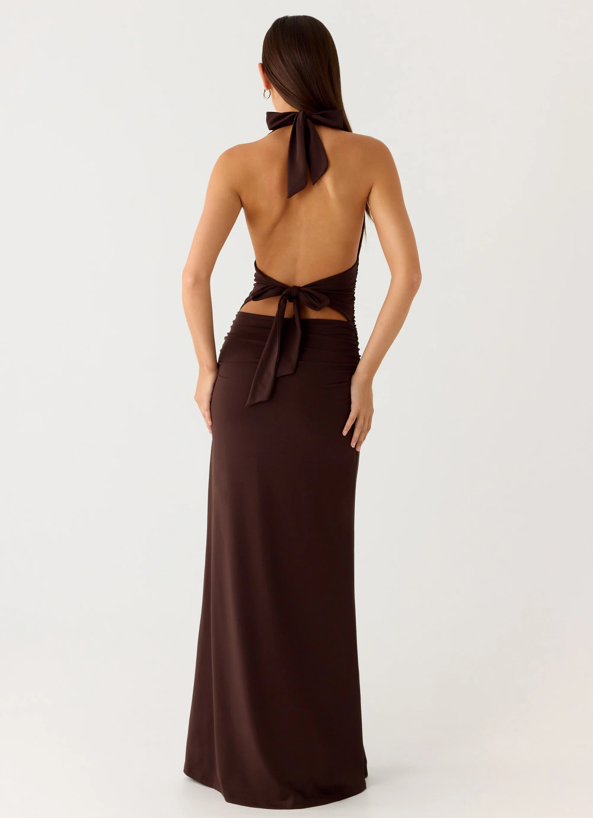 Ilaria Halter Maxi Dress - Chocolate - Image 3