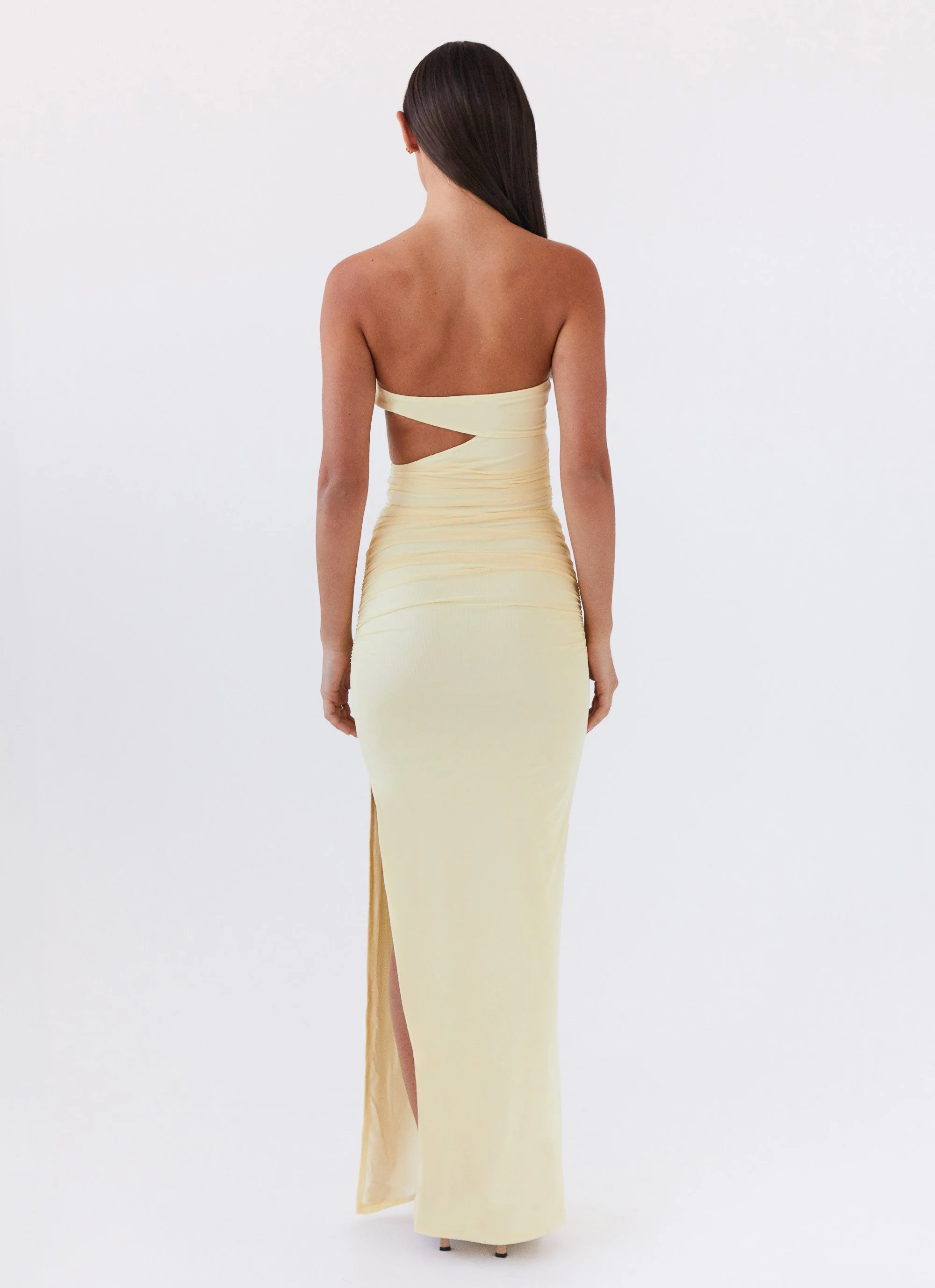 Into Pieces Mesh Maxi Dress - Lemon - Image 3
