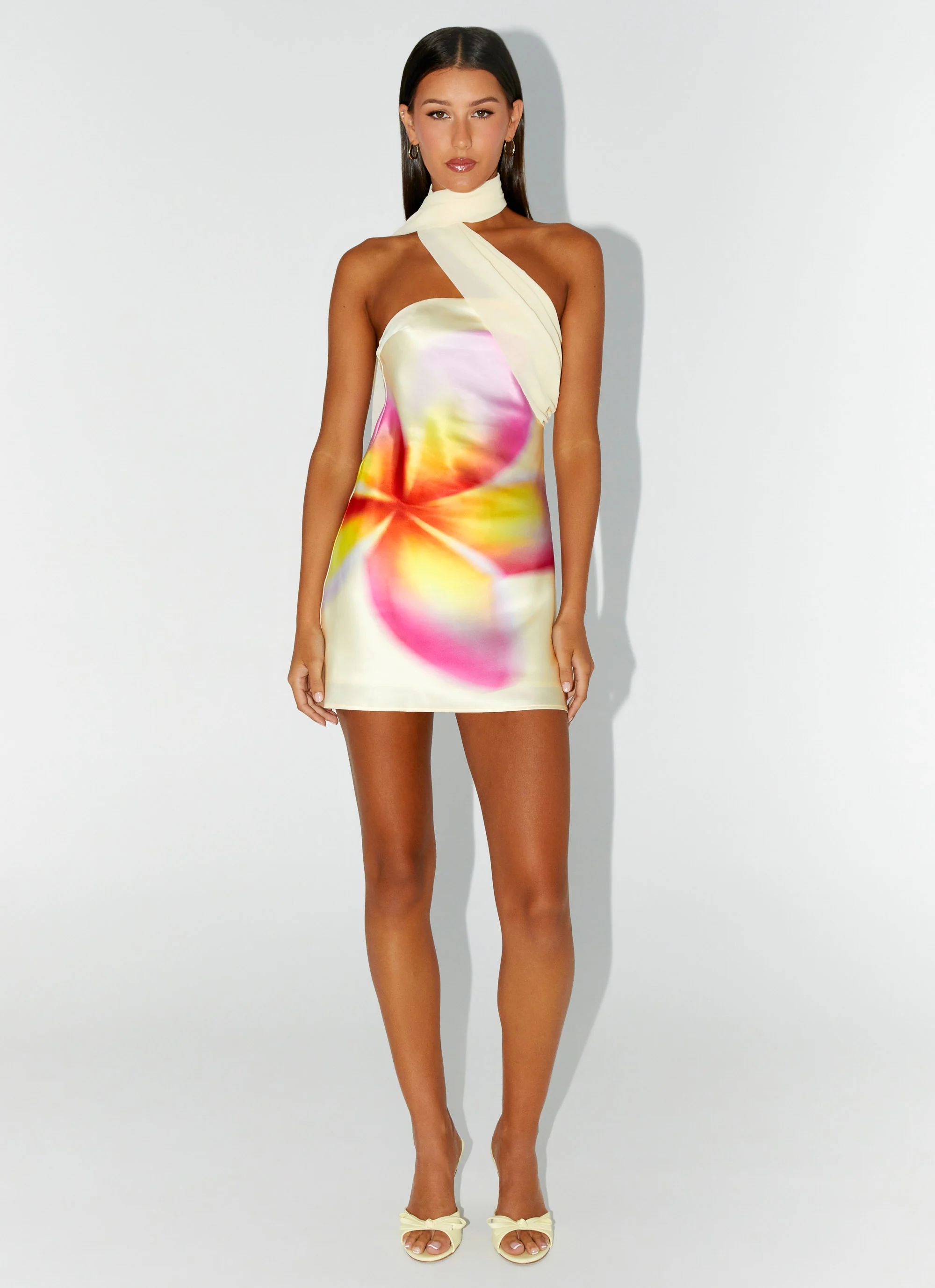 Isa Scarf Satin Mini Dress - Frangipani Yellow - Image 6