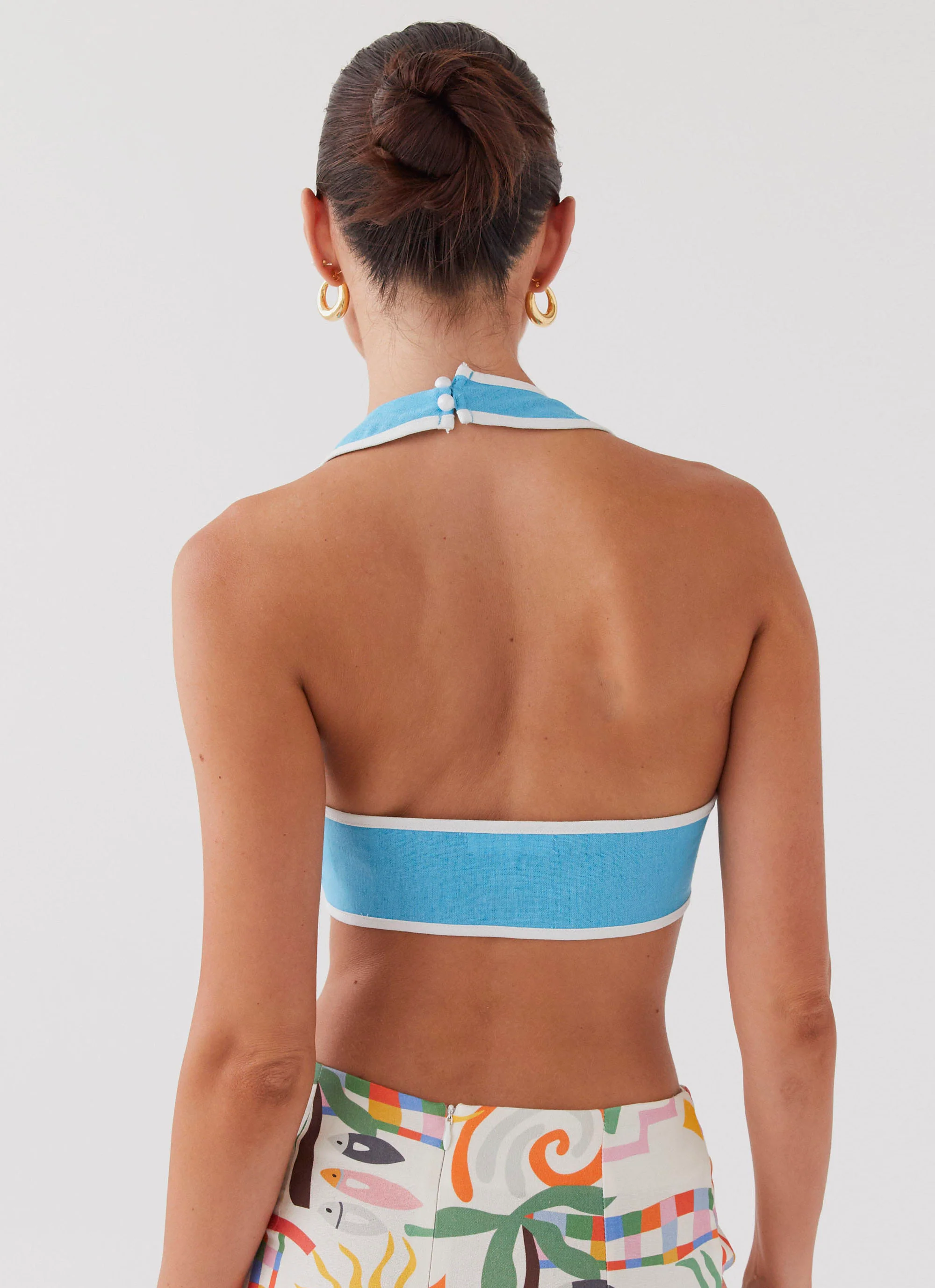 Isle Of Water Linen Tie Top - Azure - Image 3