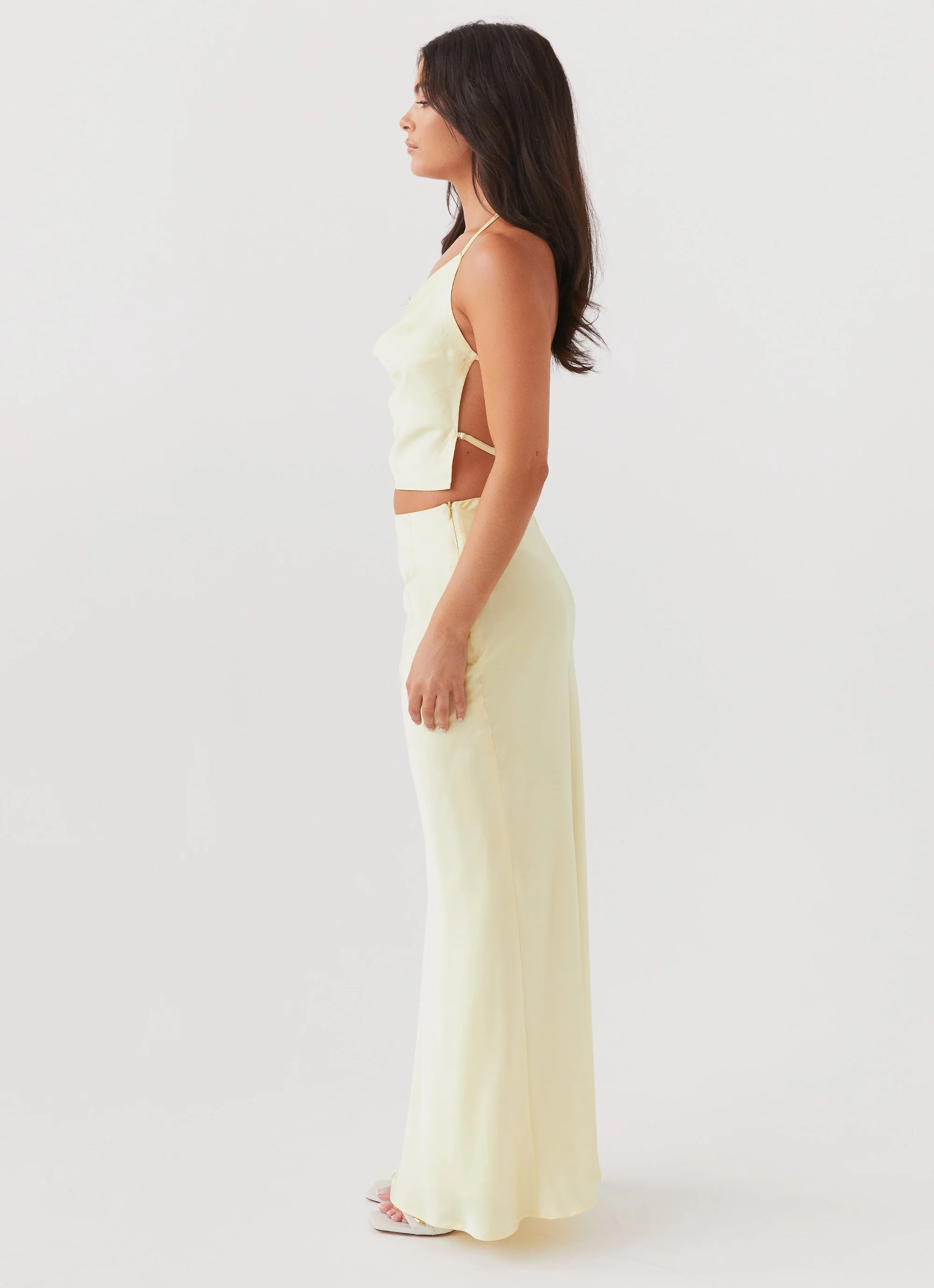 Ivanna Satin Maxi Skirt - Lemon - Image 2