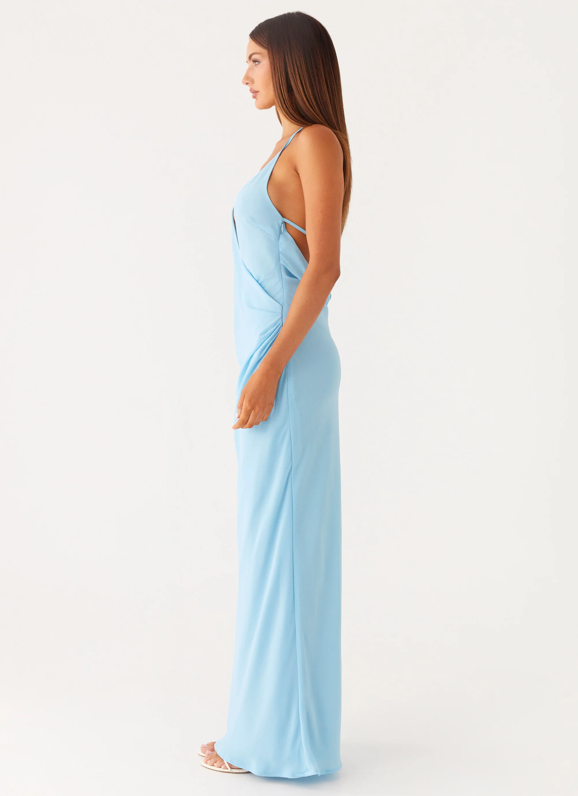 Just A Kiss Cowl Maxi Dress - Turquoise - Image 2