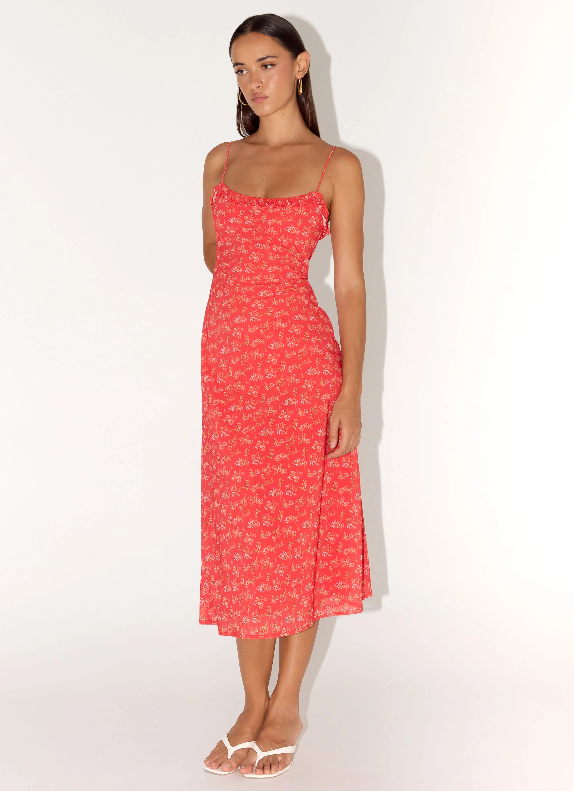 Kahlo Midi Dress - Magenta Red Rose - Image 5