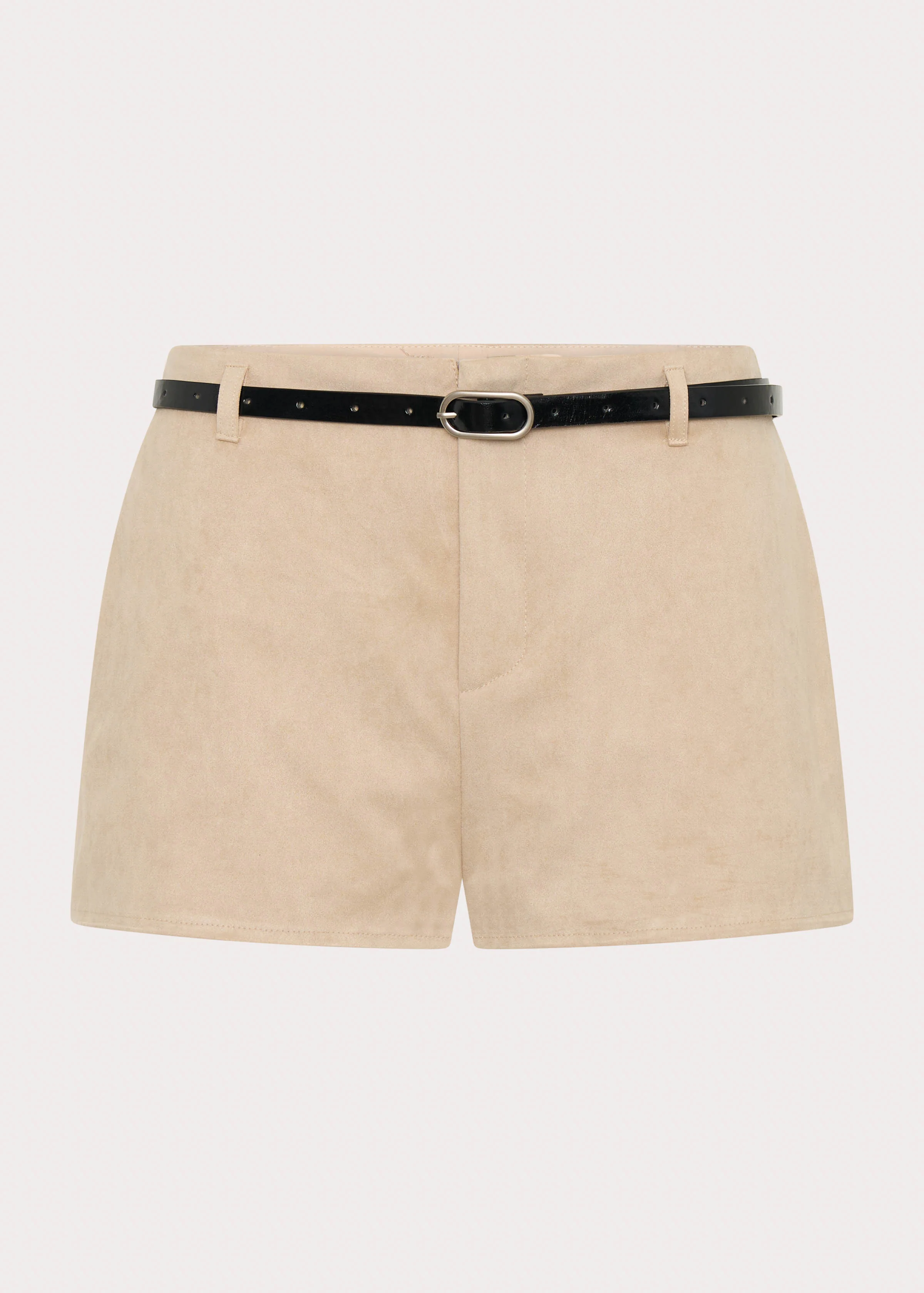 Katie Suede Mini Shorts - Beige - Image 9