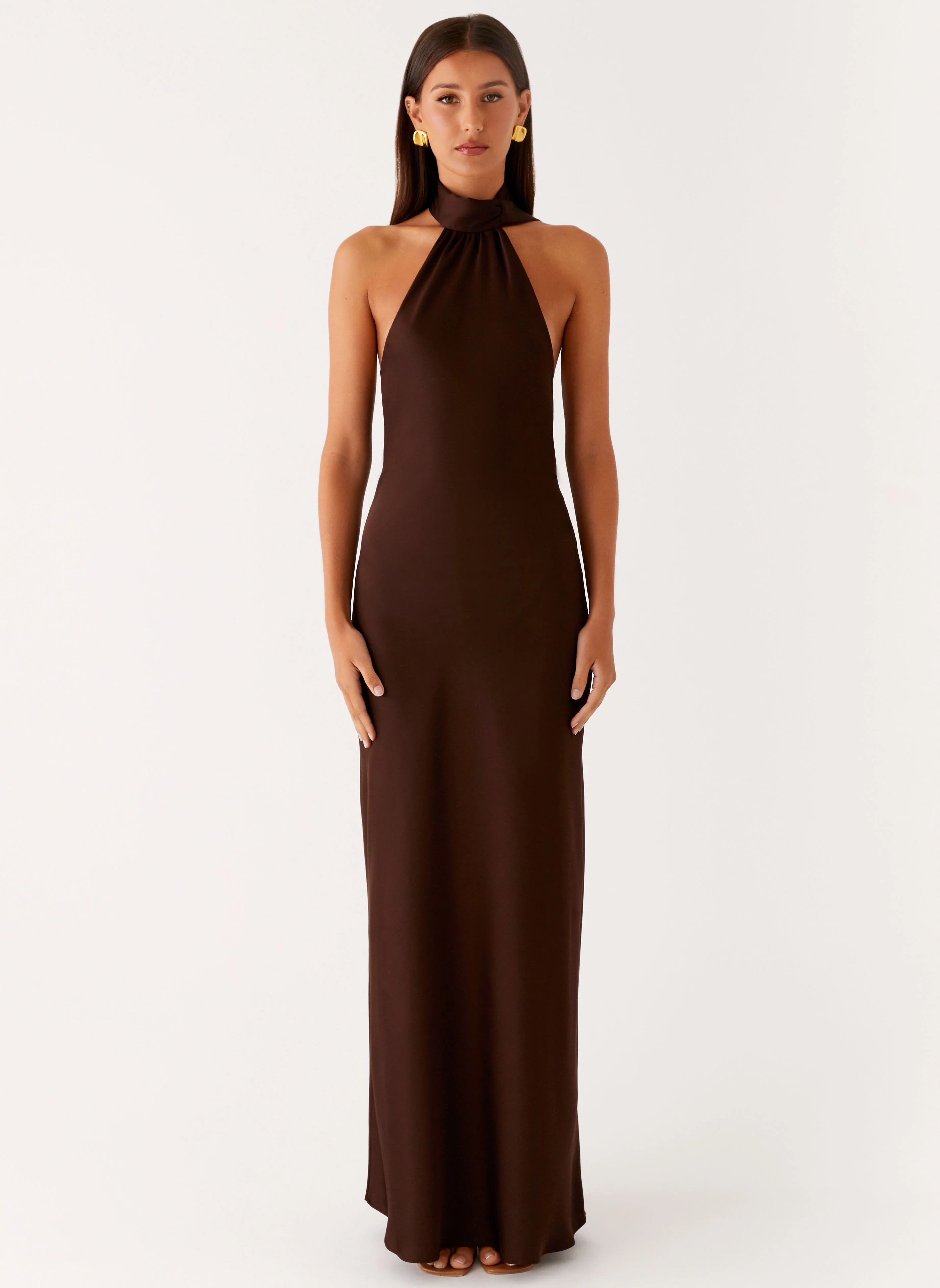 Keena Scarf Maxi Dress - Chocolate - Image 5