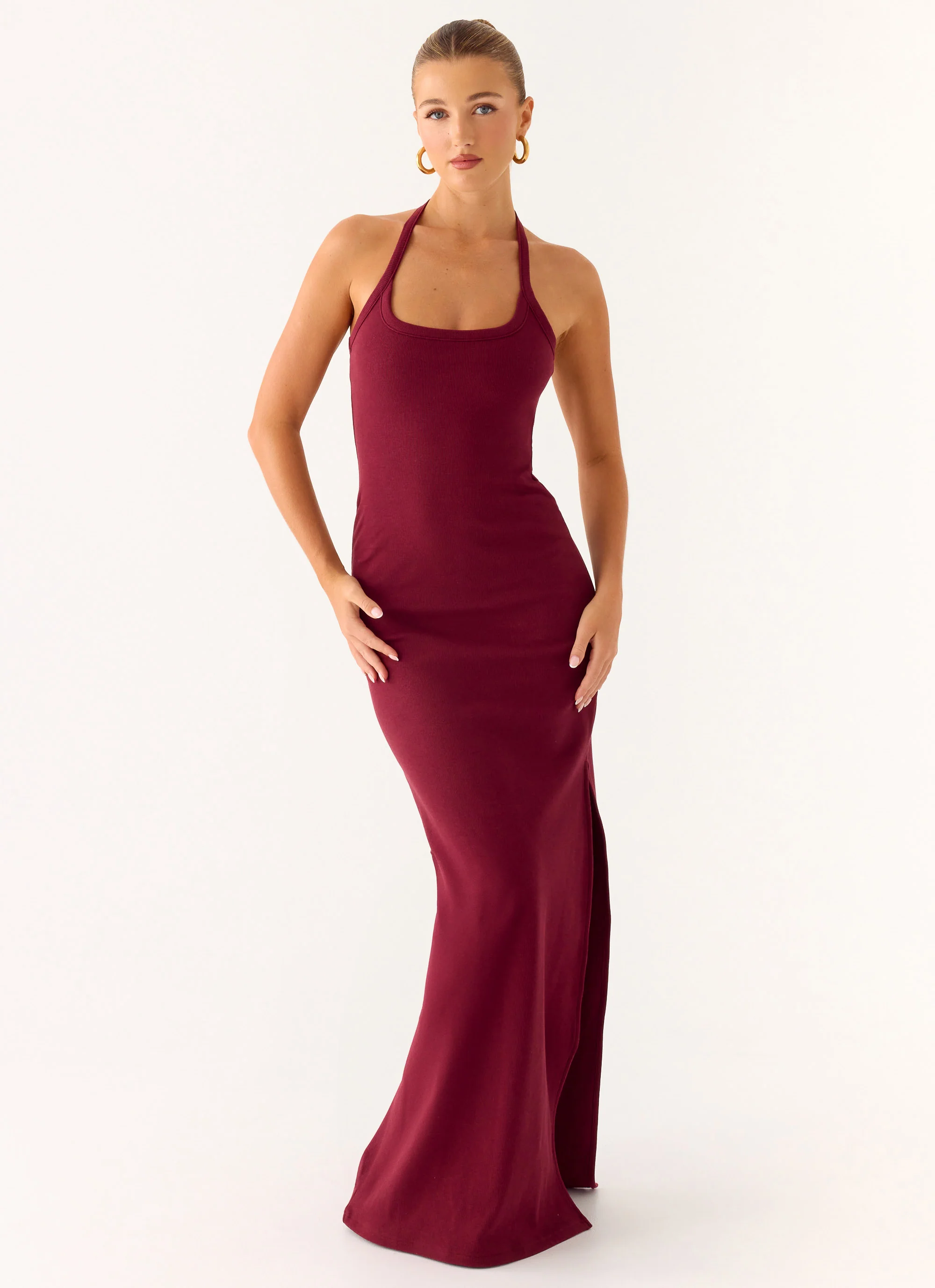 Kill This Love Ribbed Maxi Dress - Dark Cherry - Image 5