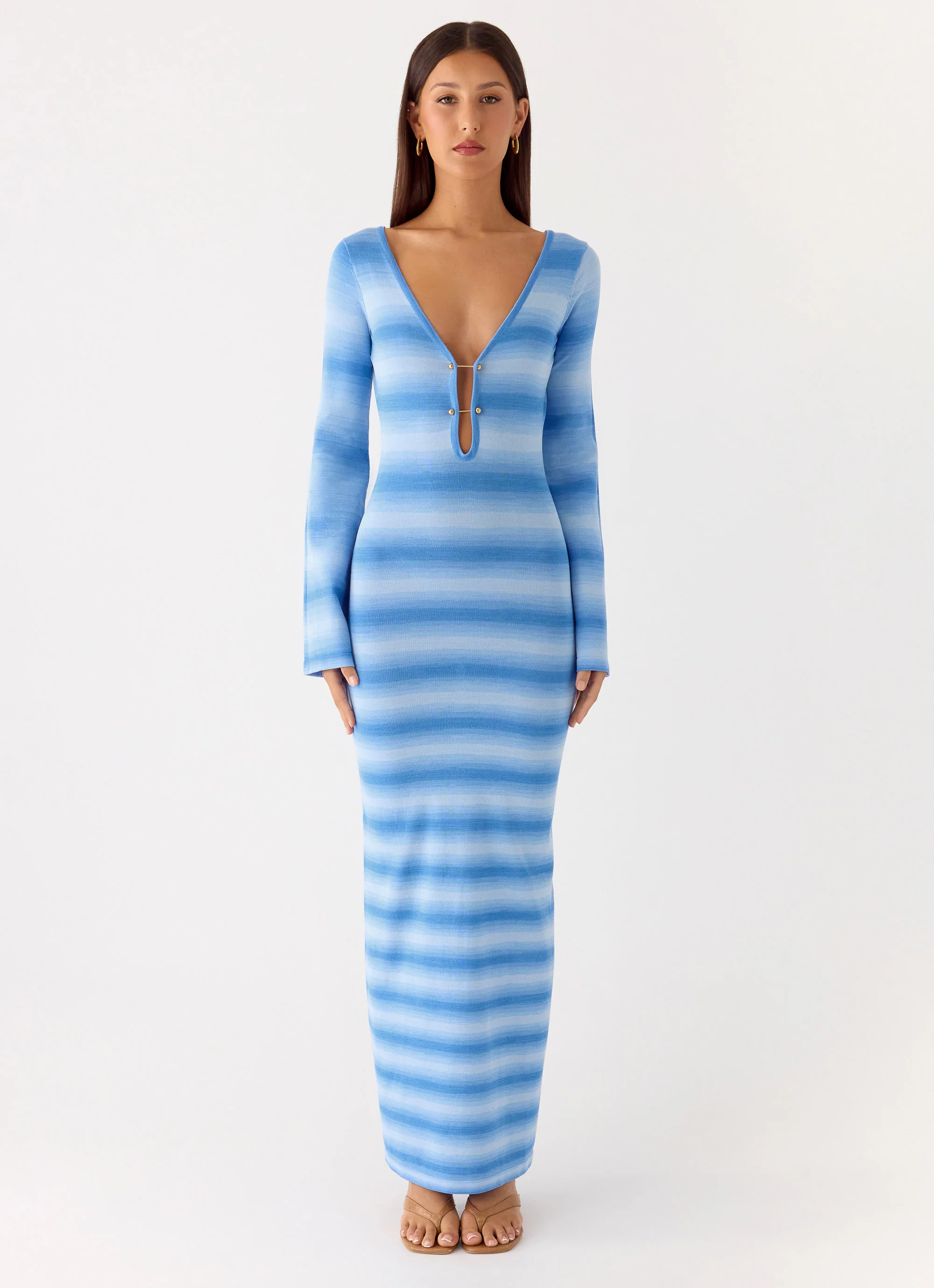 Late Night Calls Knit Maxi Dress - Cerulean