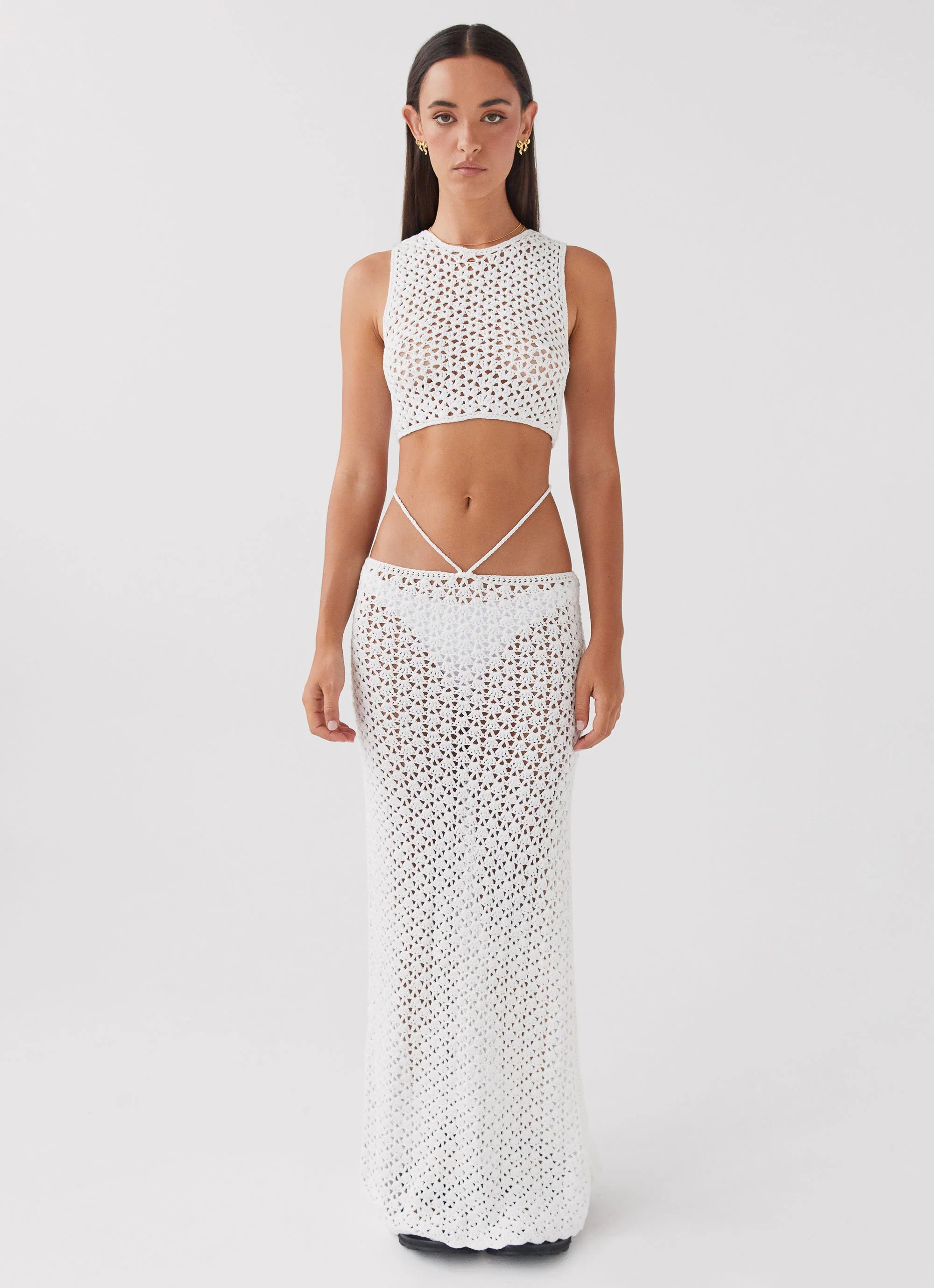 Mabel Bay Crochet Tank Top - White - Image 2