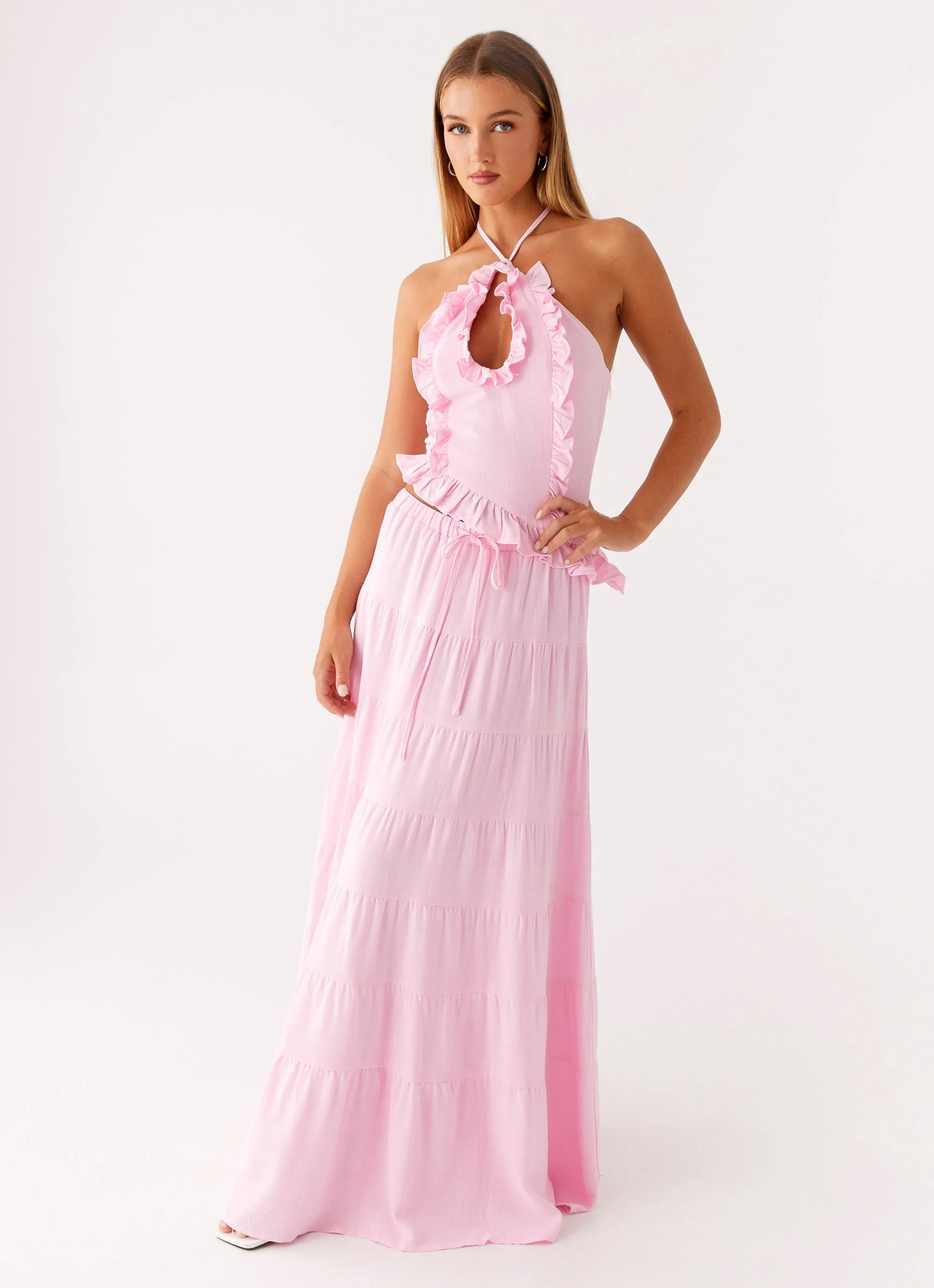 Mariella Linen Maxi Skirt - Pink - Image 2