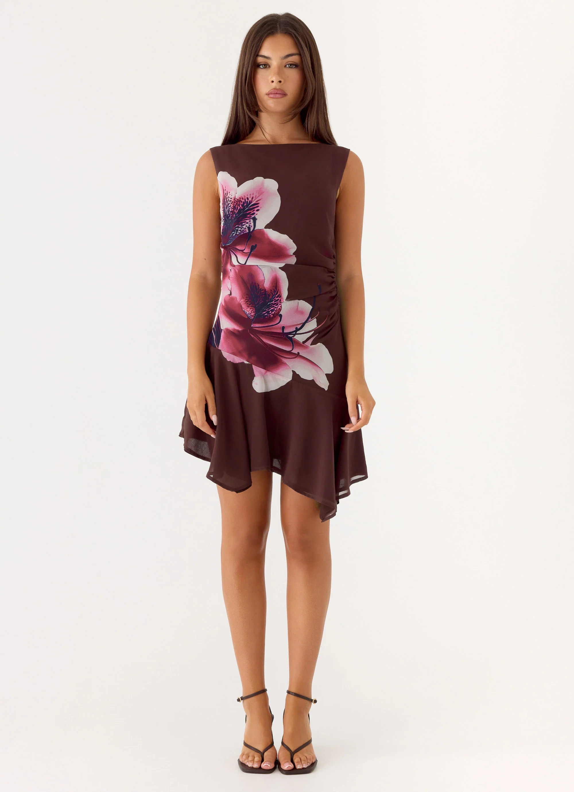 Maris Asymmetrical Mini Dress - Velvet Bloom - Image 4