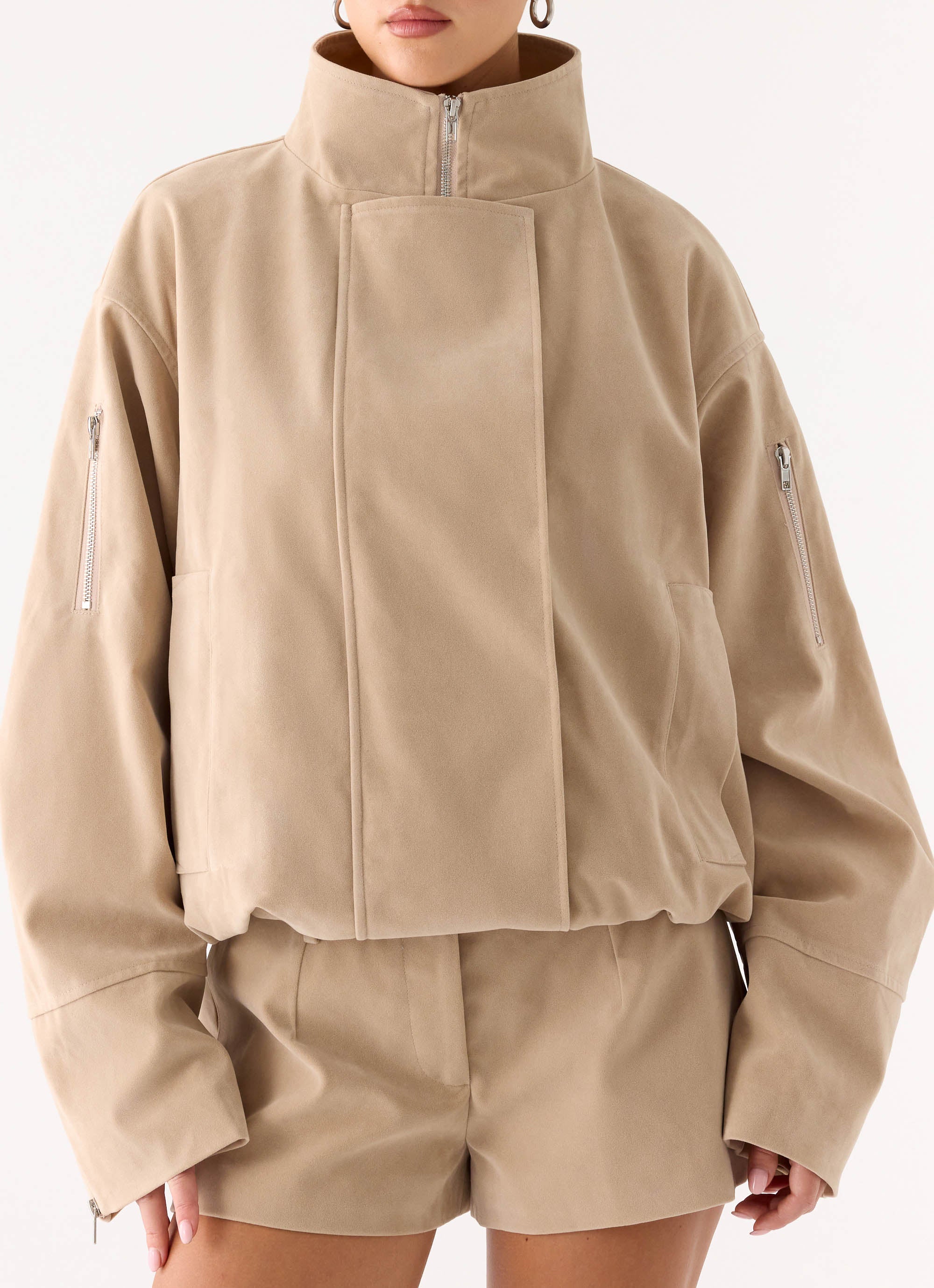 Marlow Faux Suede Jacket - Cream - Image 5