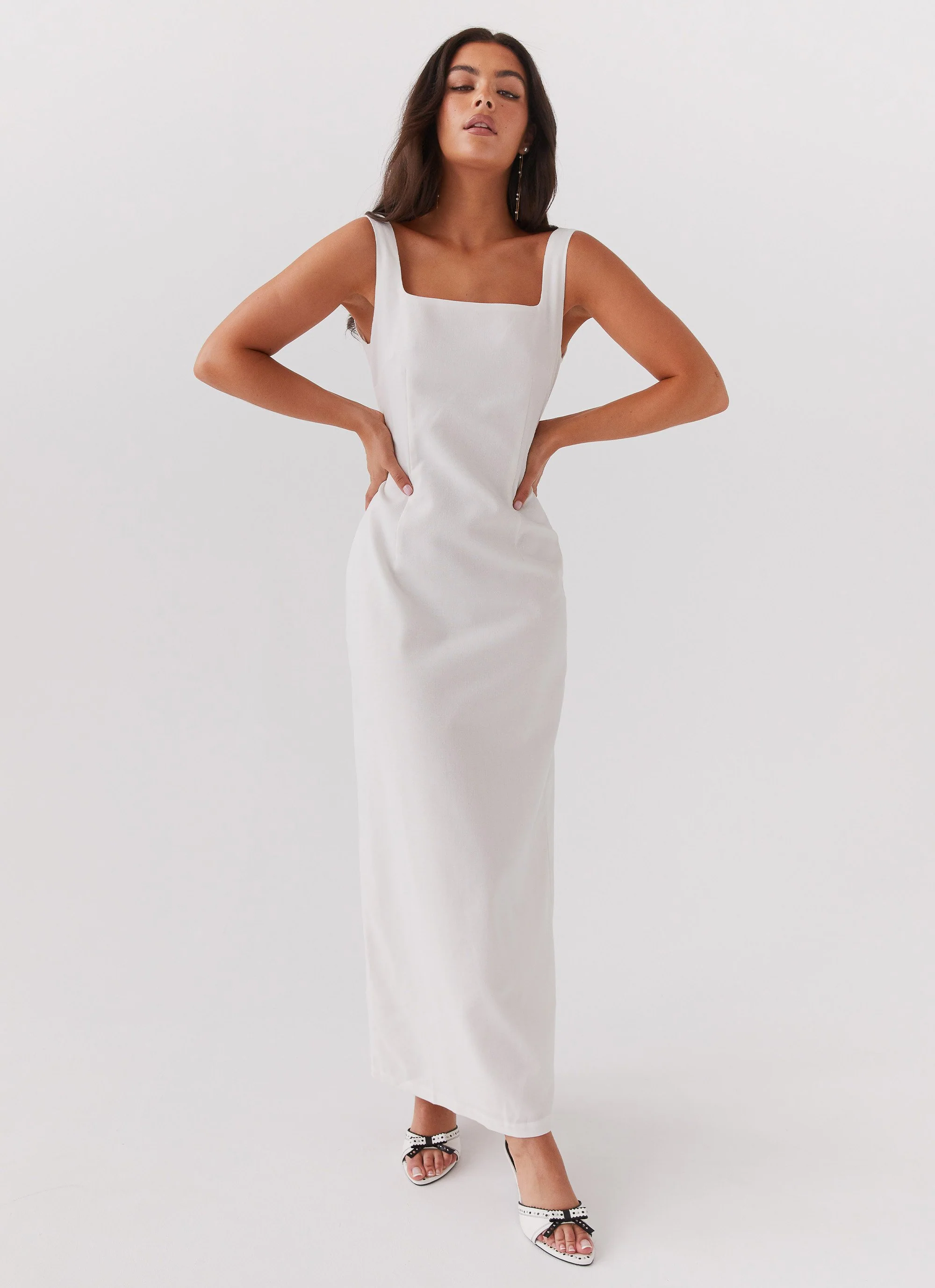 Melina Linen Maxi Dress - White - Image 6