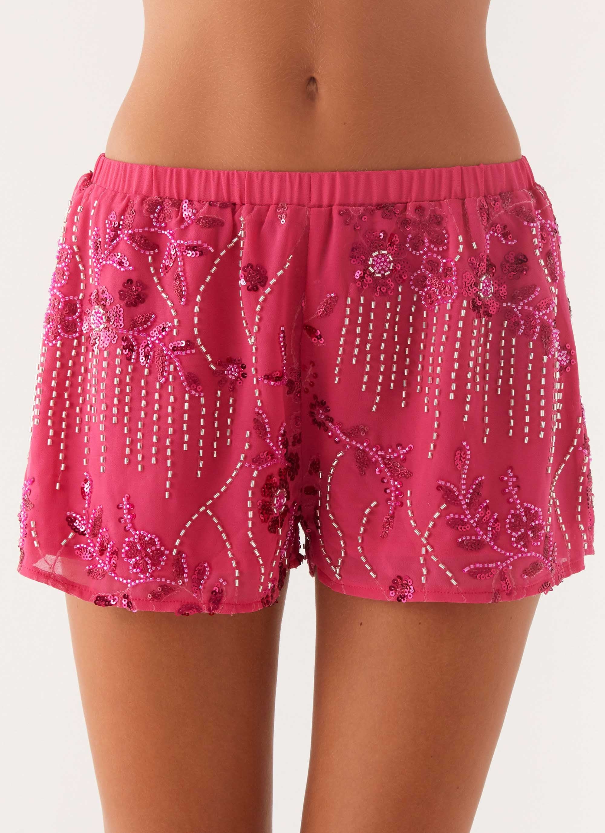 Mercer Sequin Mini Shorts - Fuchsia - Image 5