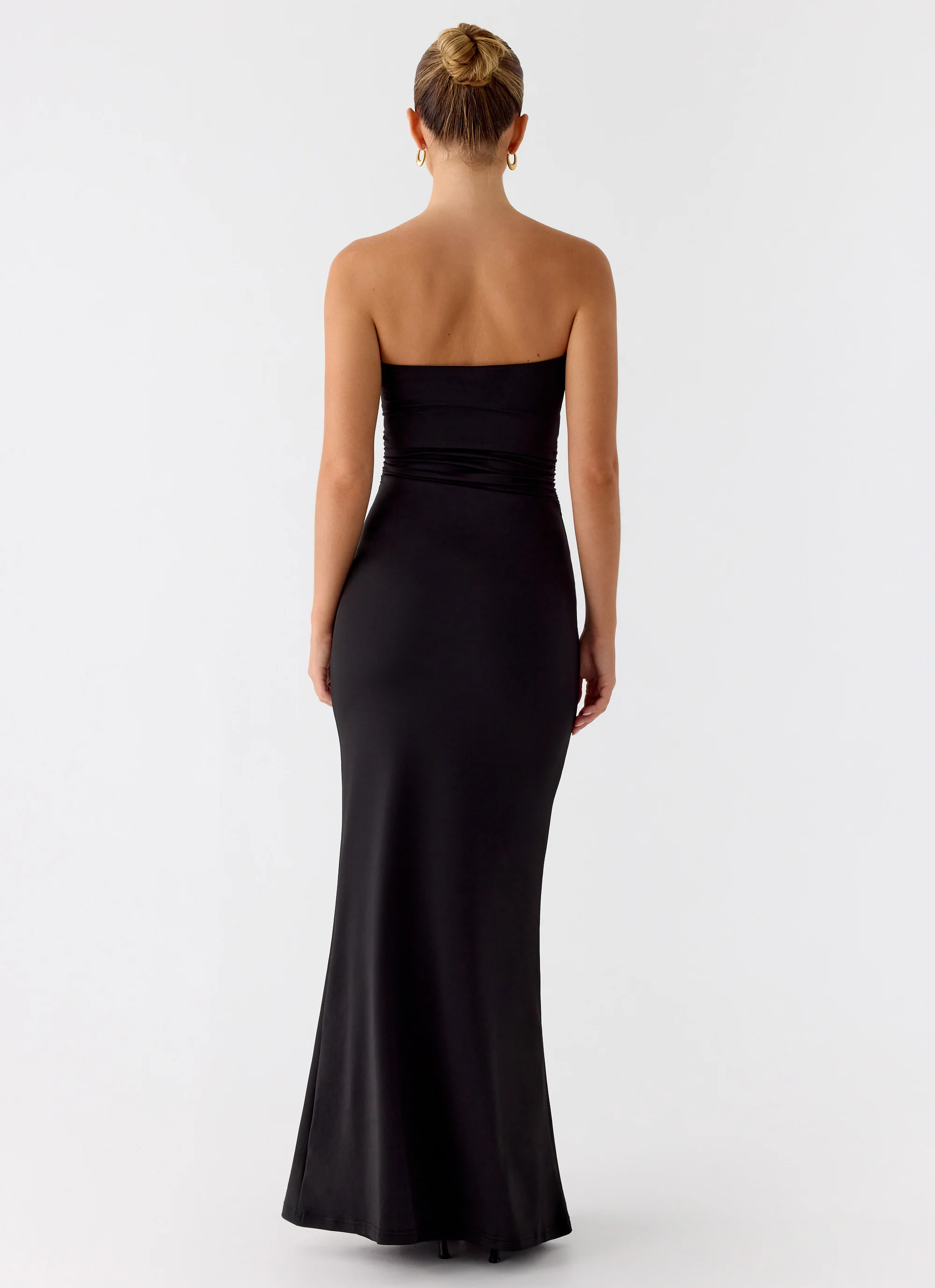 Metal Heart Strapless Maxi Dress - Black - Image 3