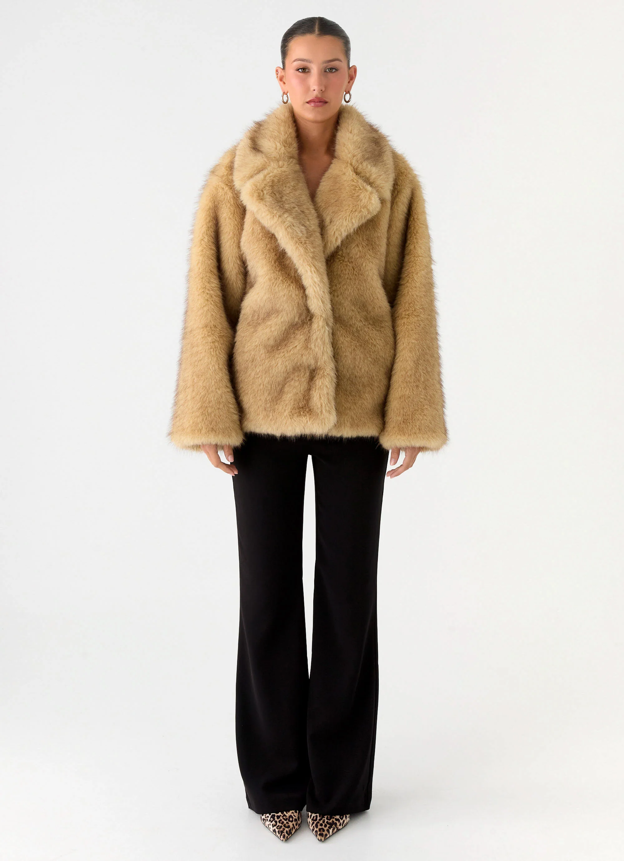 Milika Faux Fur Coat - Beige - Image 4